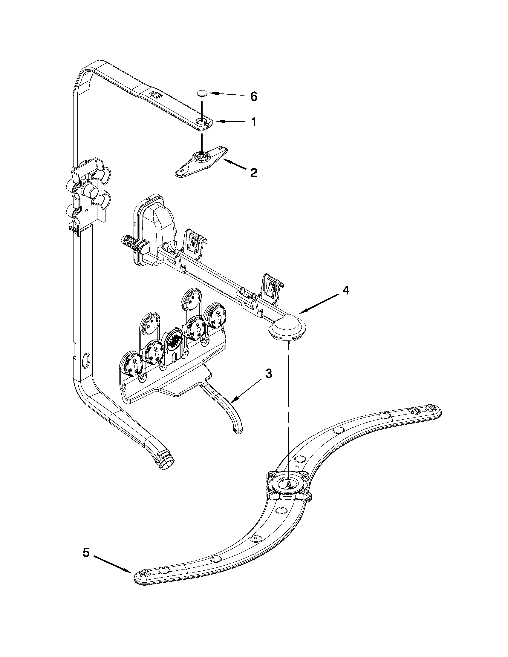 Kenmore Elite 66512833K310 upper wash and rinse parts diagram