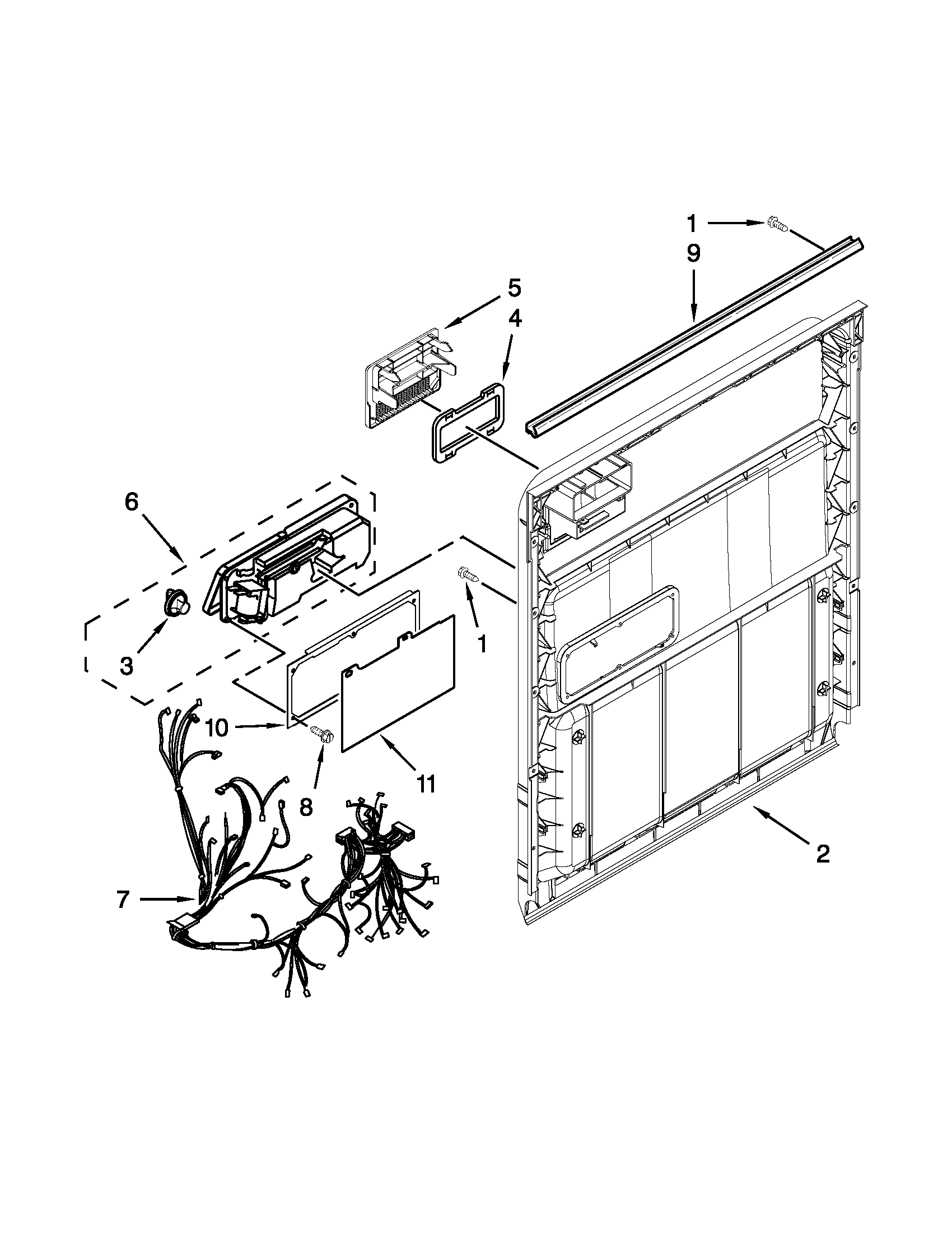 Kenmore 66513073K213 inner door parts diagram