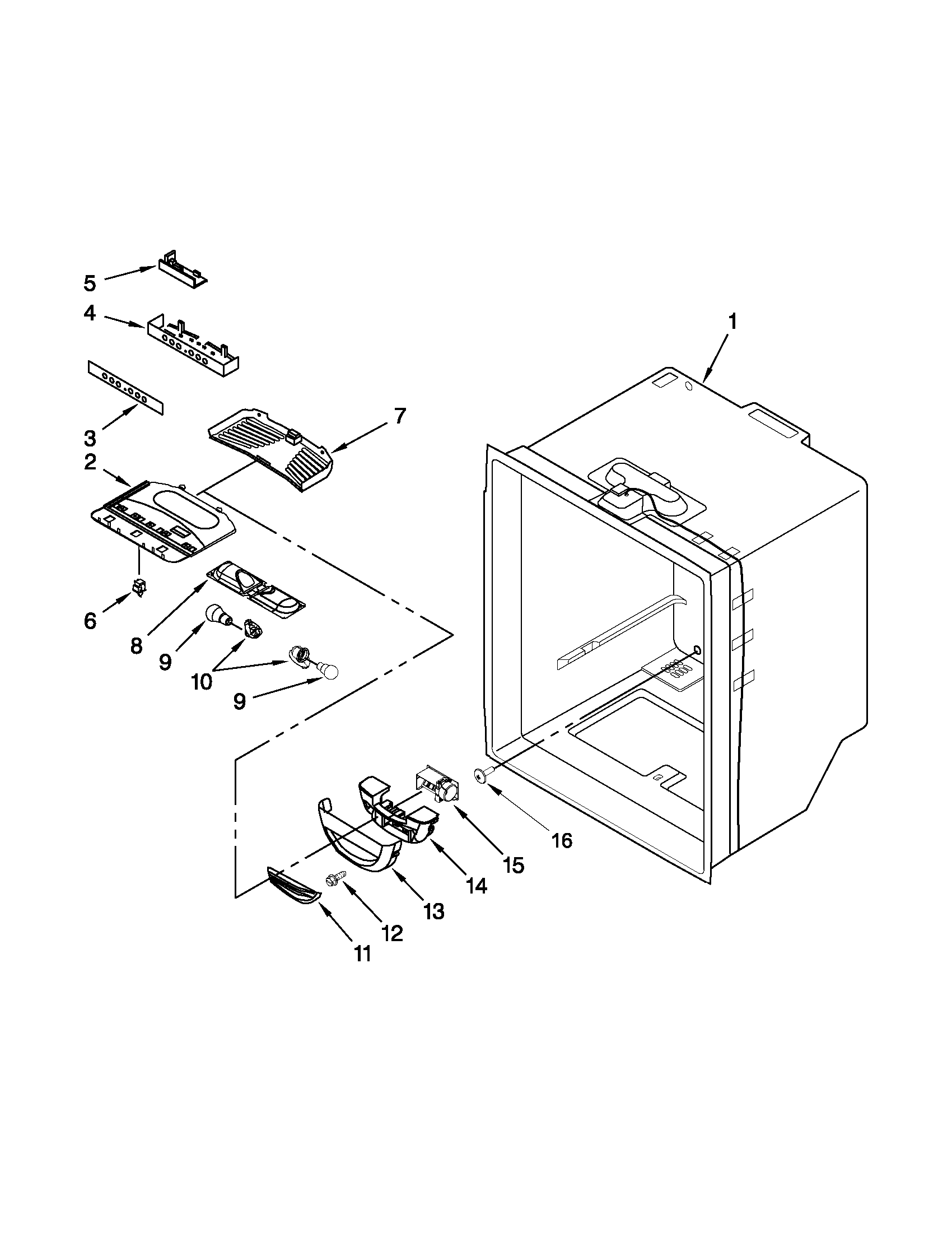 Kenmore 59669283014 refrigerator liner parts diagram