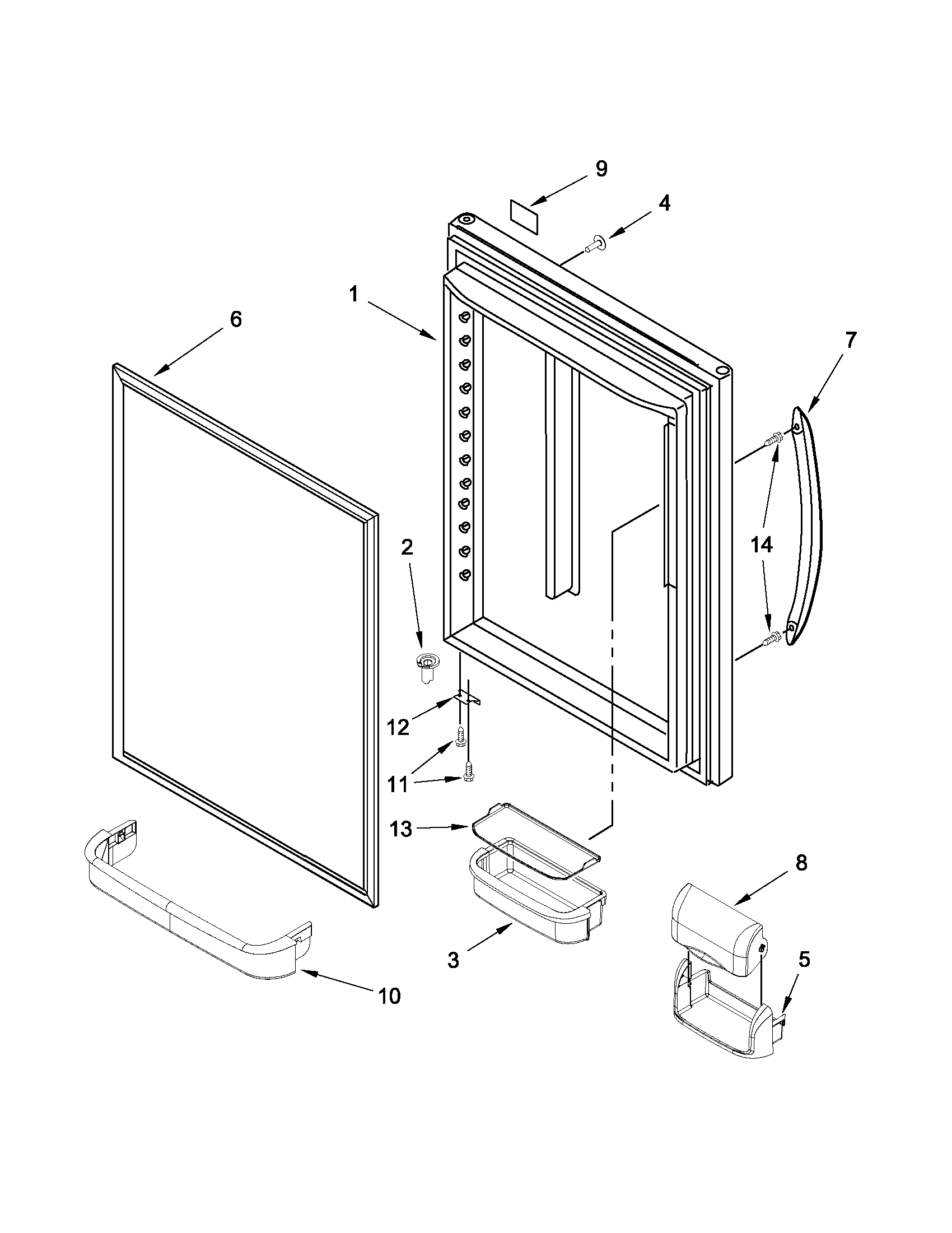 Kenmore 59669283014 refrigerator door parts diagram
