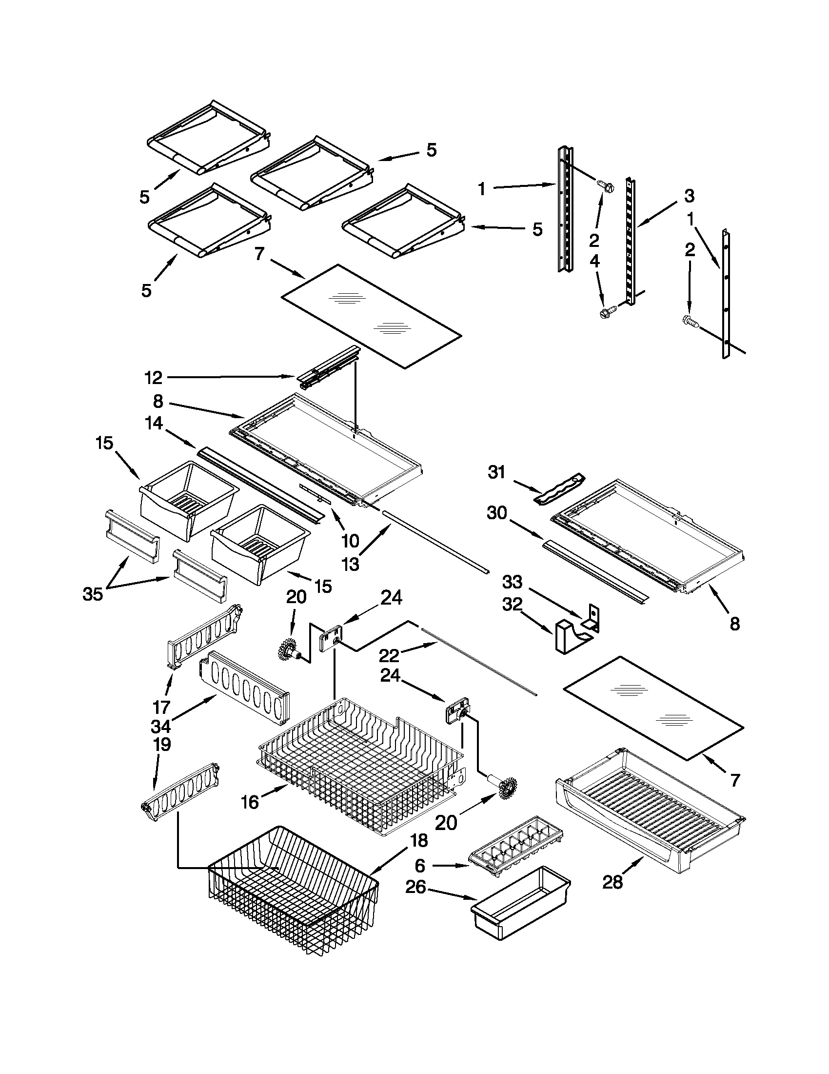 Kenmore 59669283014 shelf parts diagram