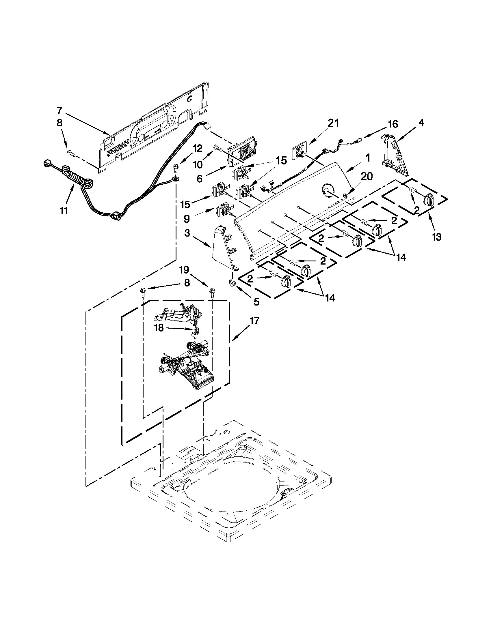 Kenmore 11021492310 console and water inlet parts diagram