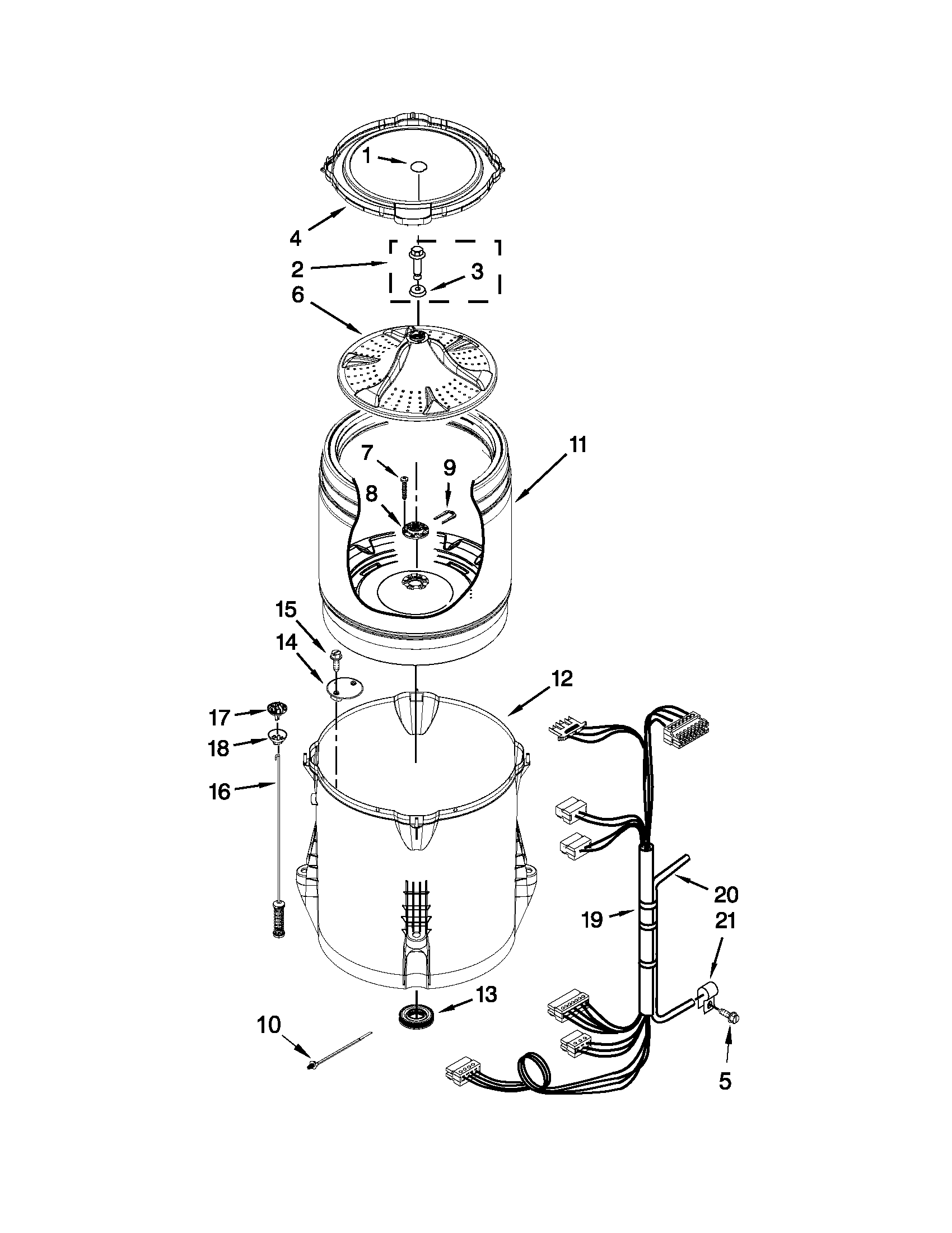 Kenmore 11021492310 basket and tub parts diagram