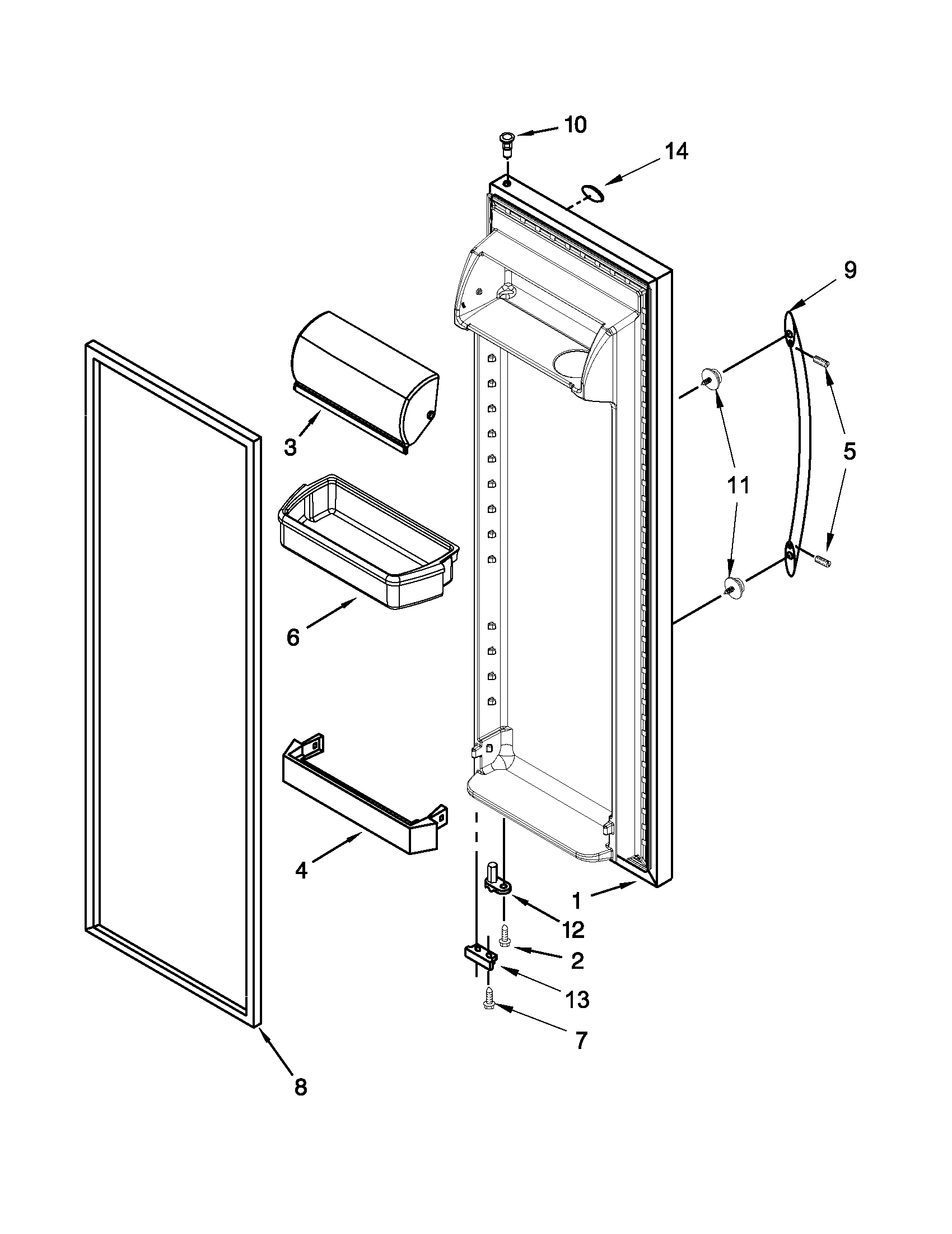 Kenmore 10641159210 refrigerator door parts diagram