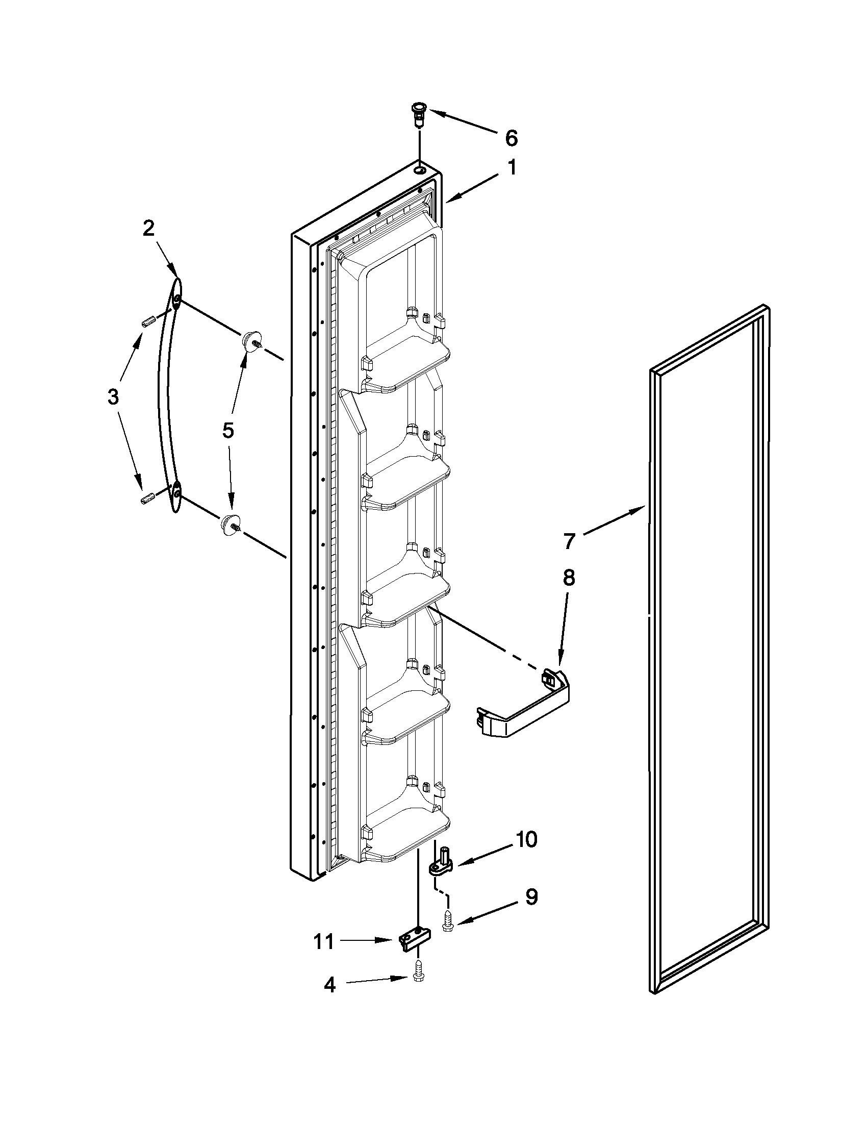 Kenmore 10641159210 freezer door parts diagram