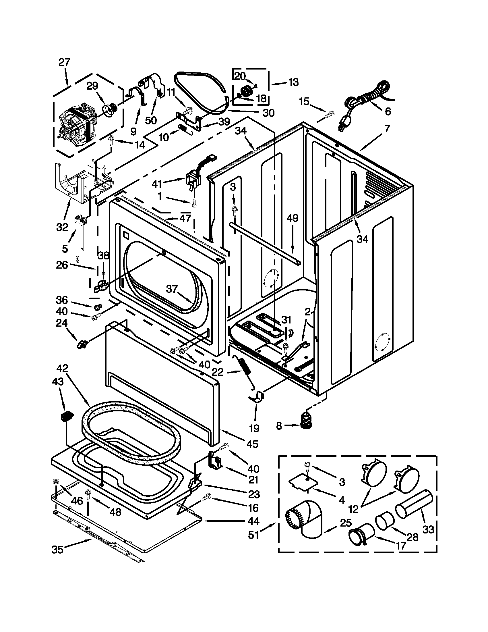 Kenmore 11077102310 cabinet parts diagram