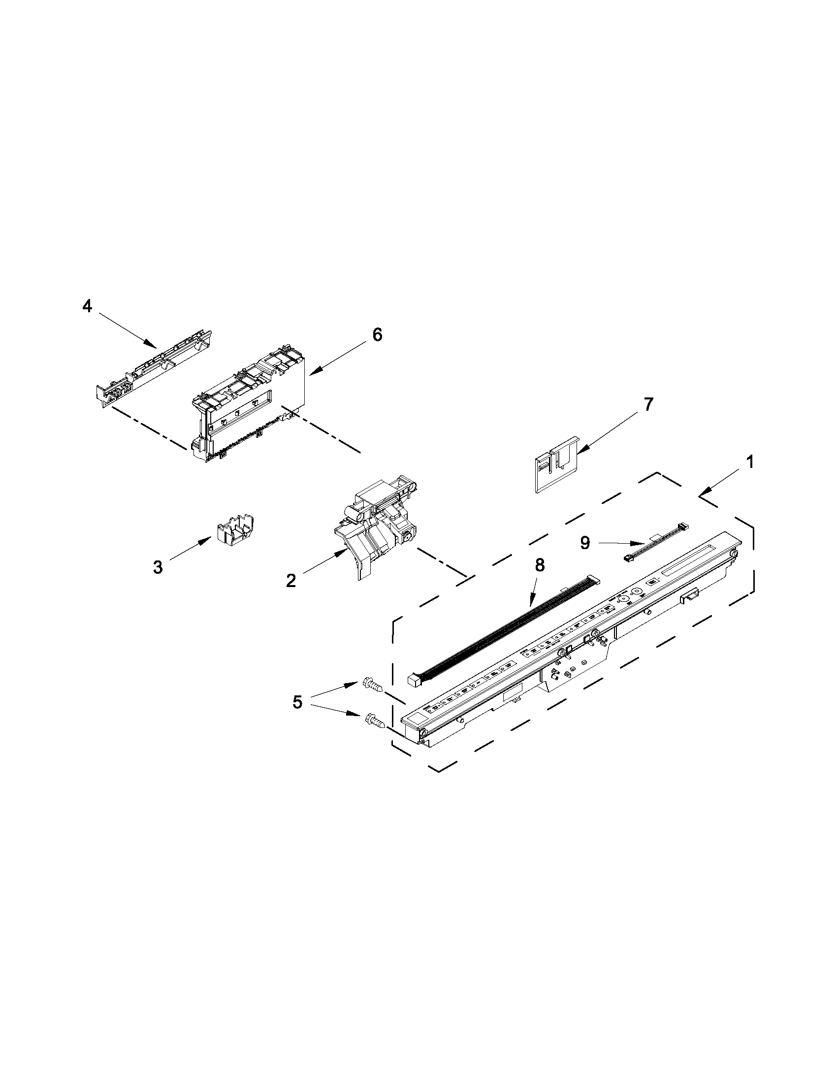 Kenmore Elite 66512793K311 control panel and latch parts diagram