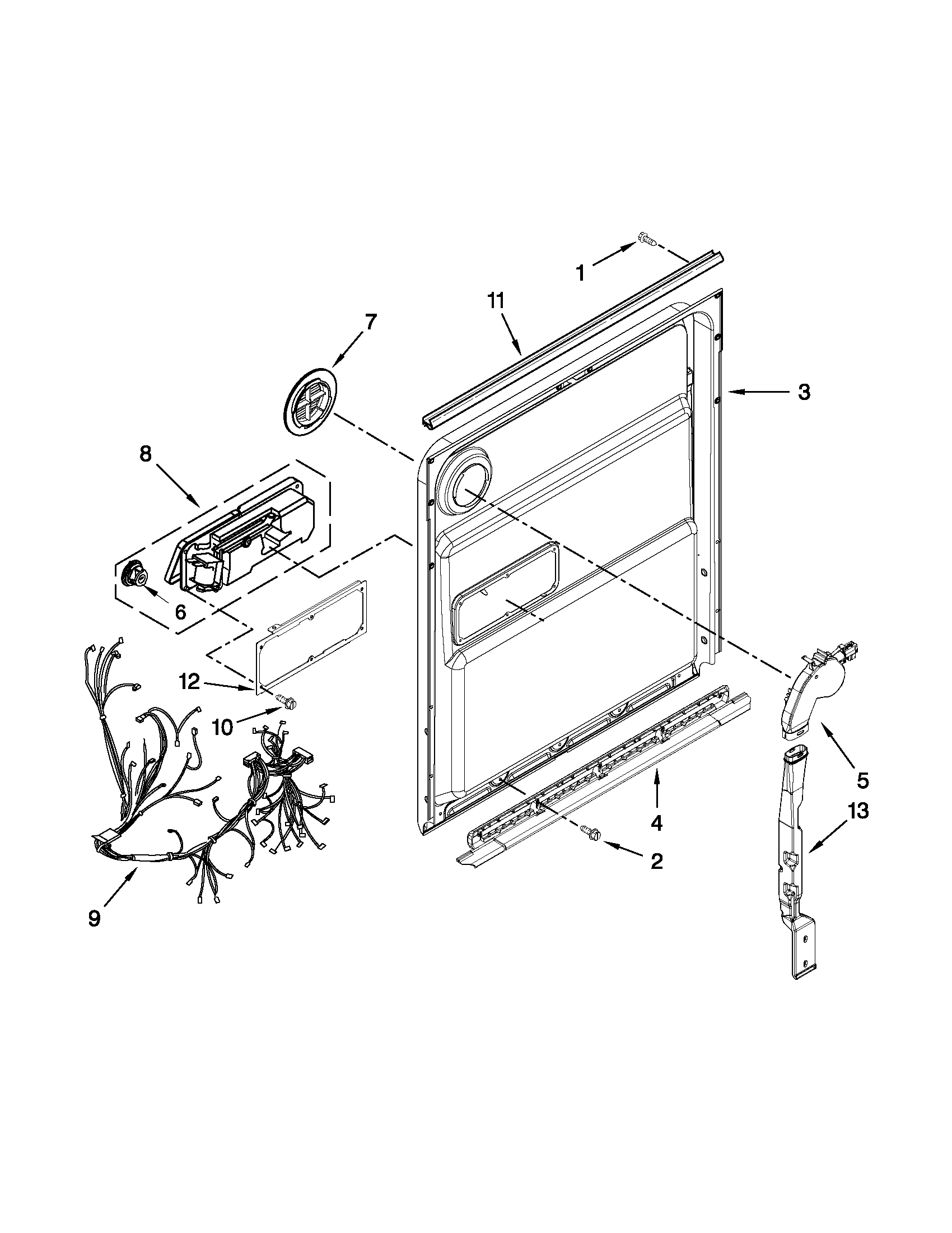 Kenmore Elite 66512793K311 inner door parts diagram