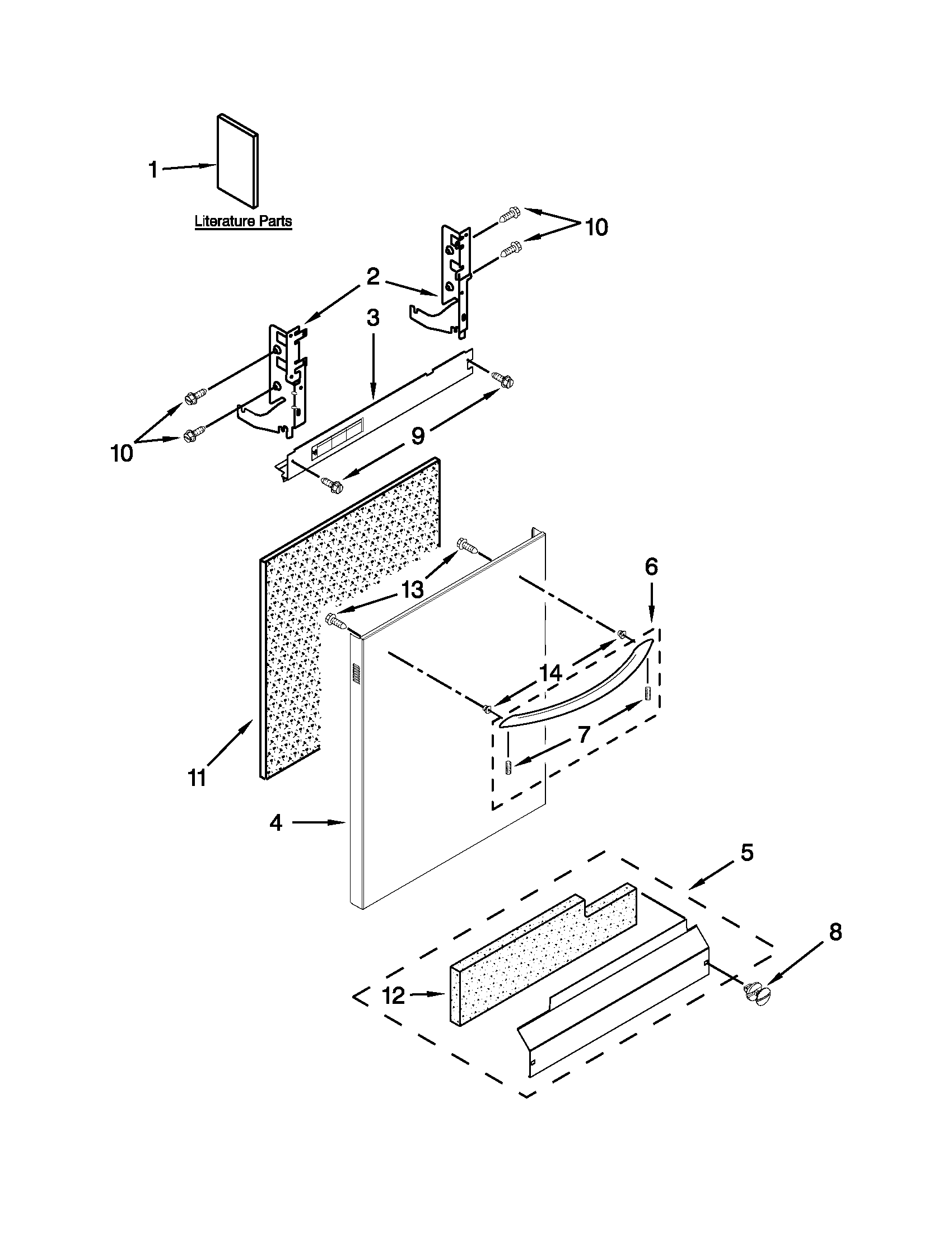 Kenmore 66513293K116 door and panel parts diagram