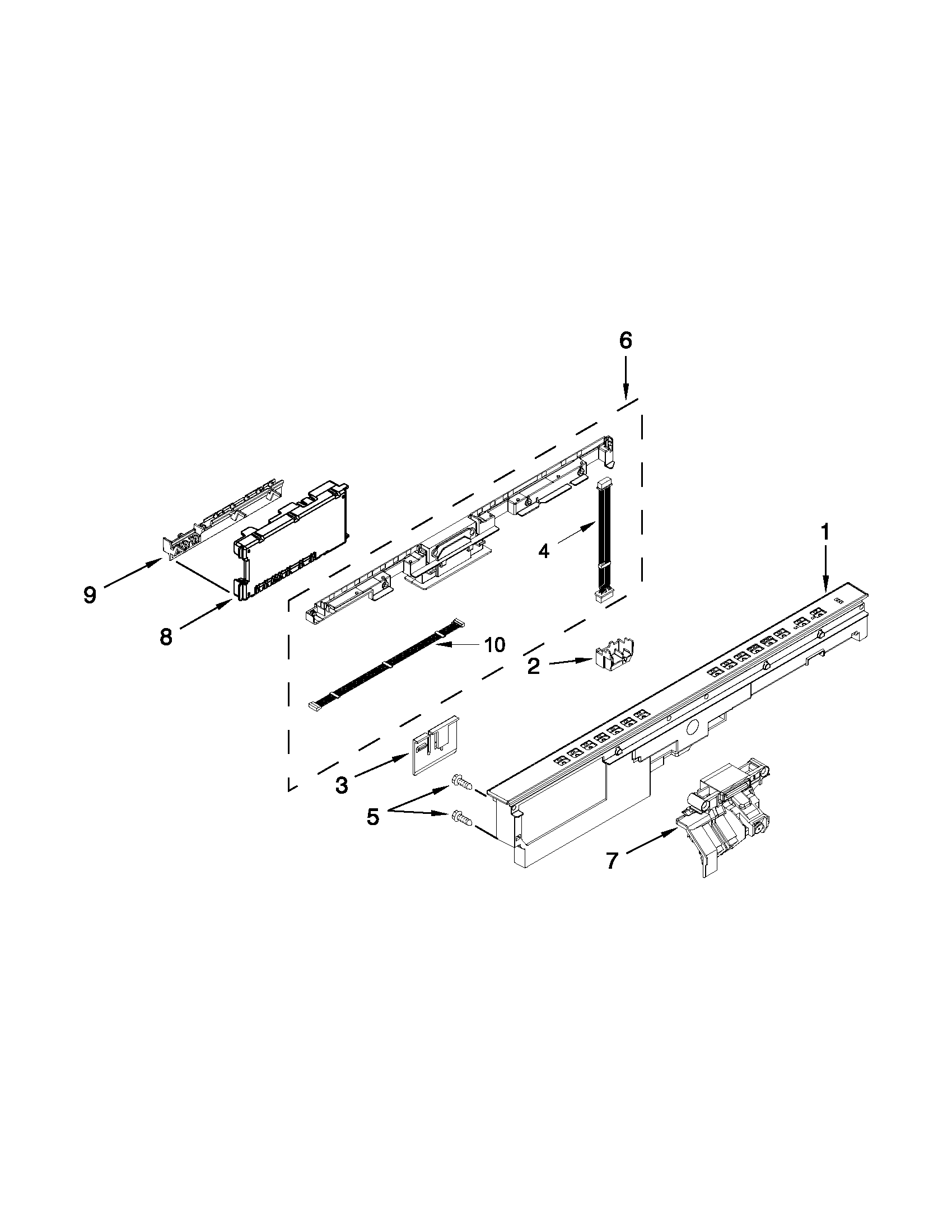 Kenmore 66513293K116 control panel and latch parts diagram