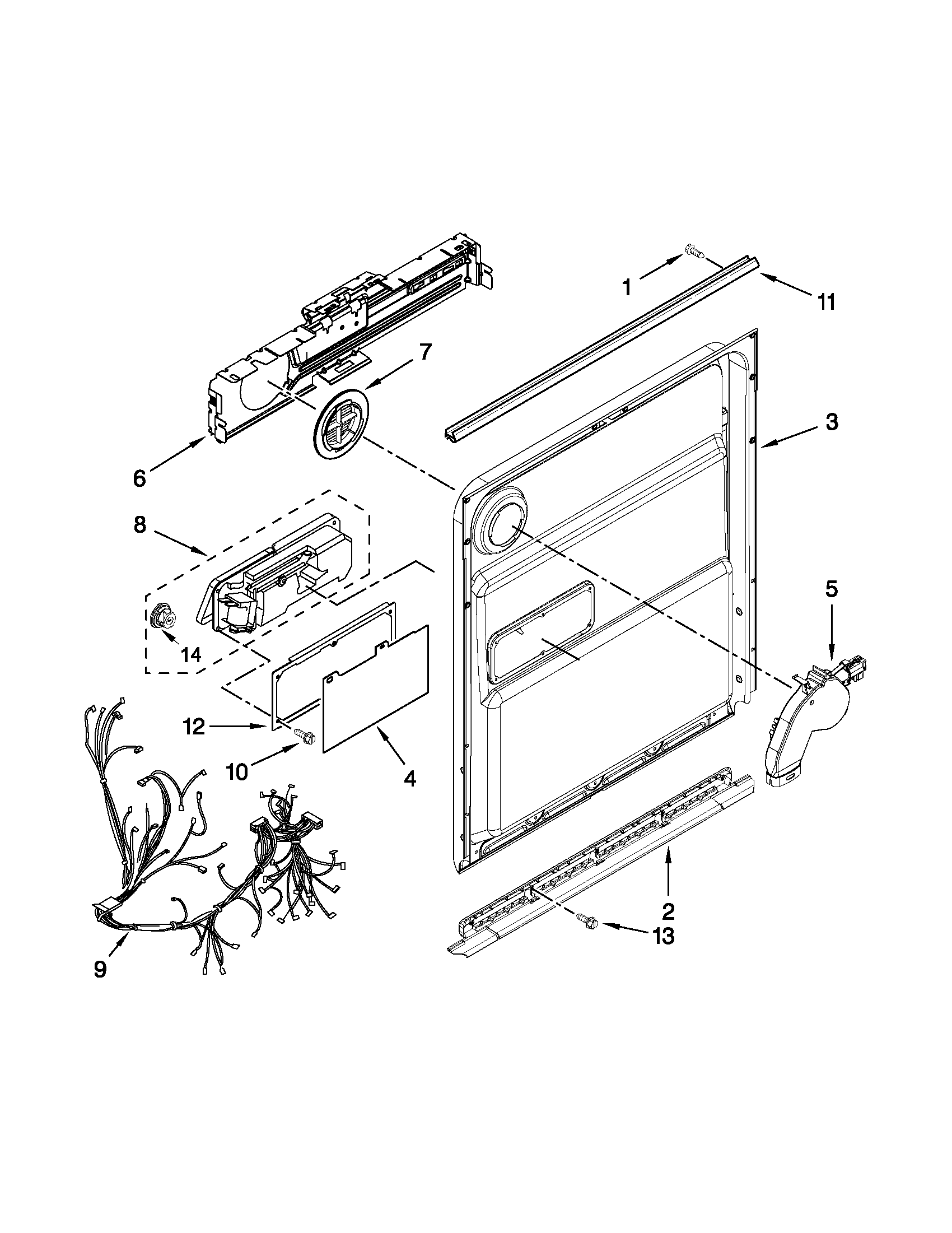 Kenmore 66513293K116 inner door parts diagram