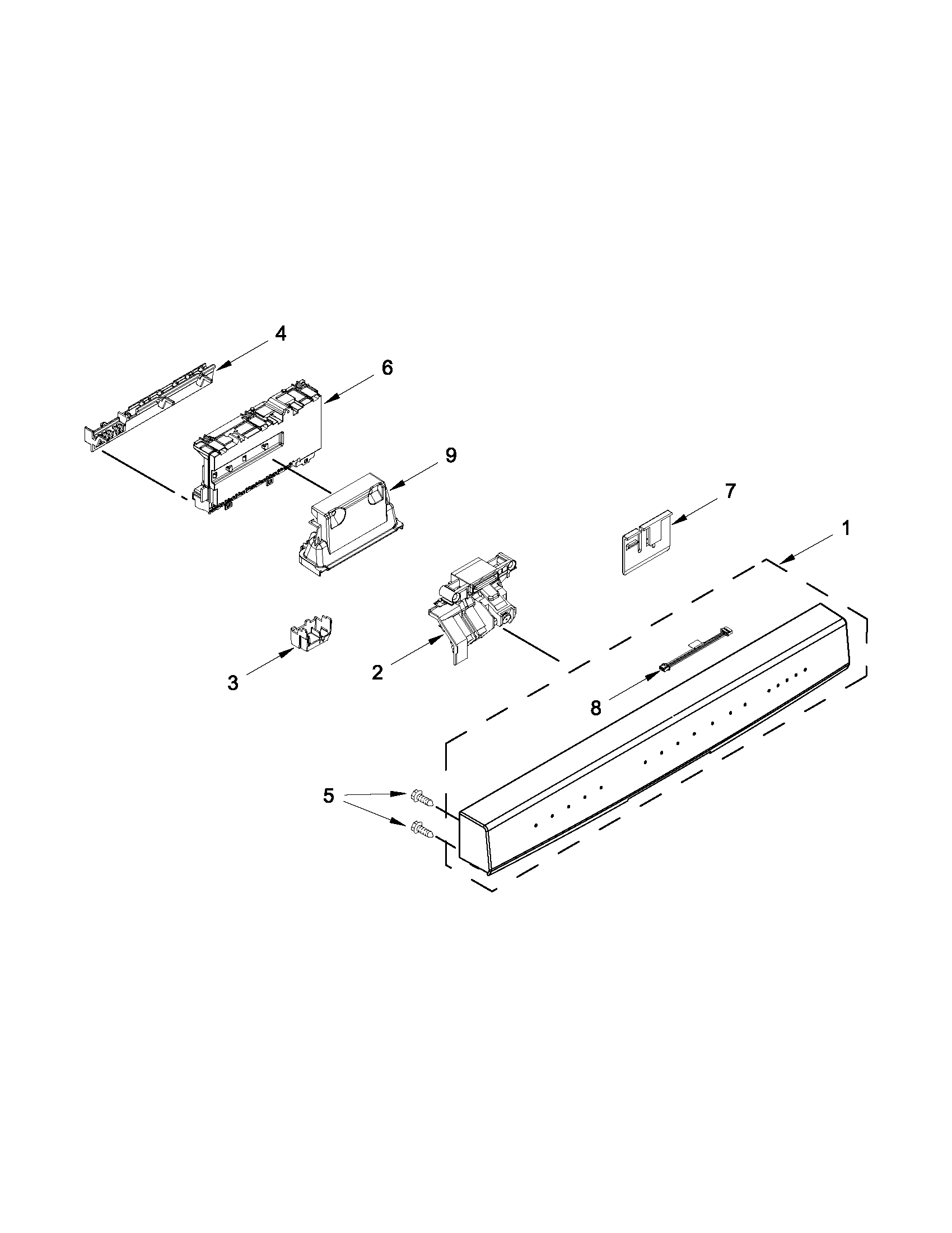 Kenmore Elite 66512769K311 control panel and latch parts diagram