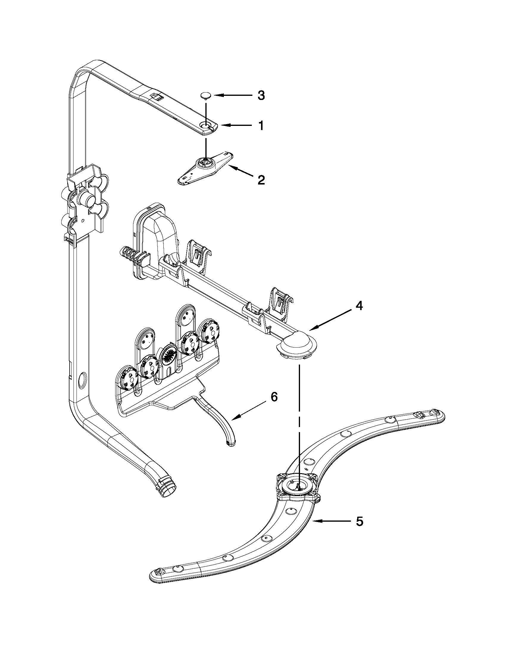 Kenmore Elite 66512769K311 upper wash and rinse parts diagram