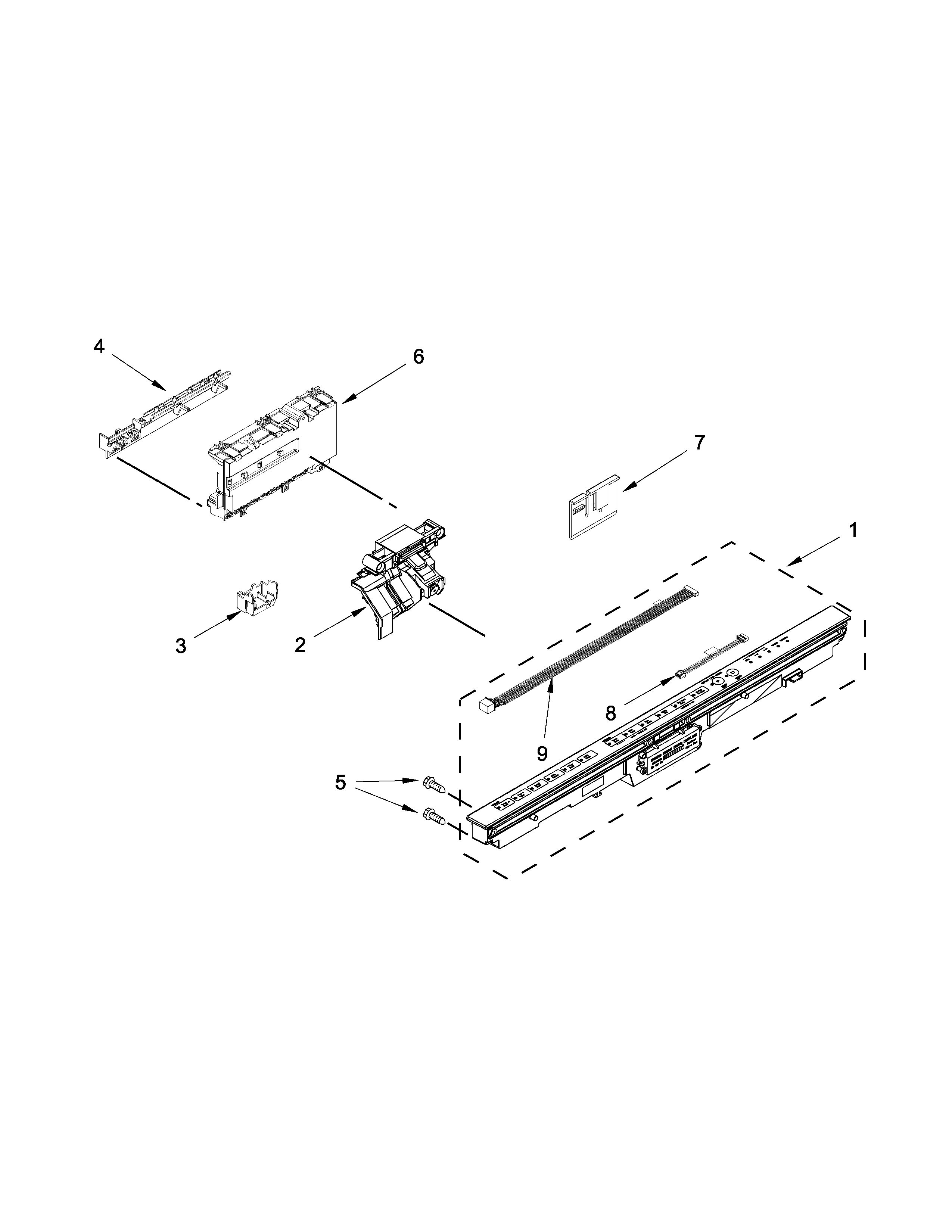 Kenmore Elite 66512783K311 control panel and latch parts diagram