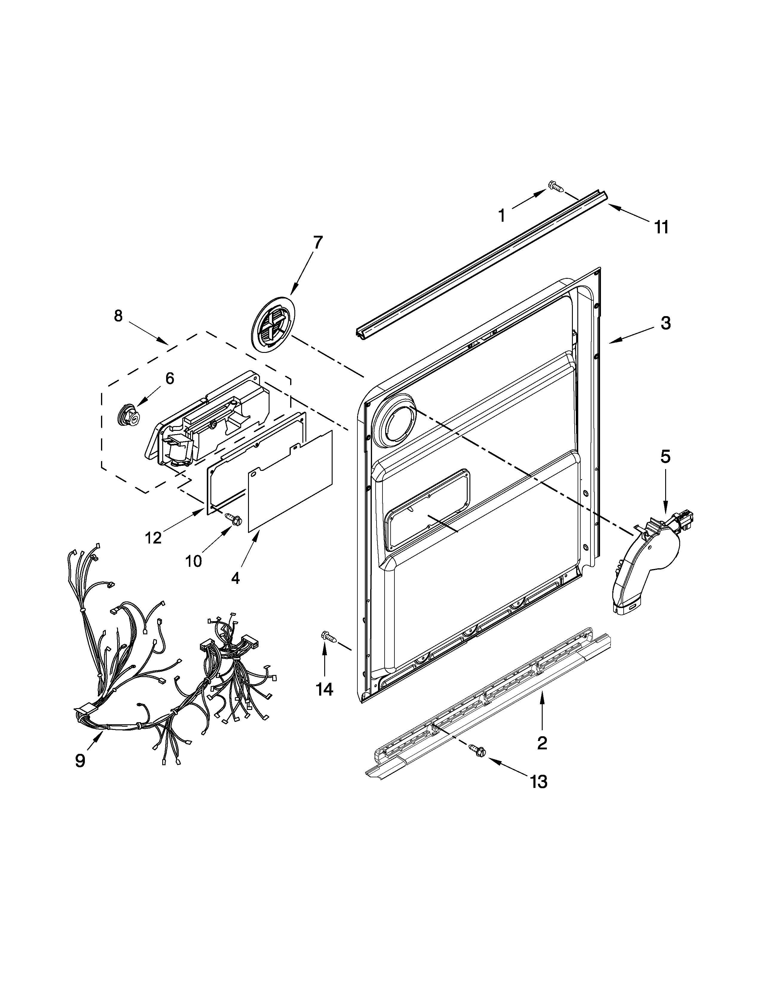 Kenmore 66513255K115 inner door parts diagram