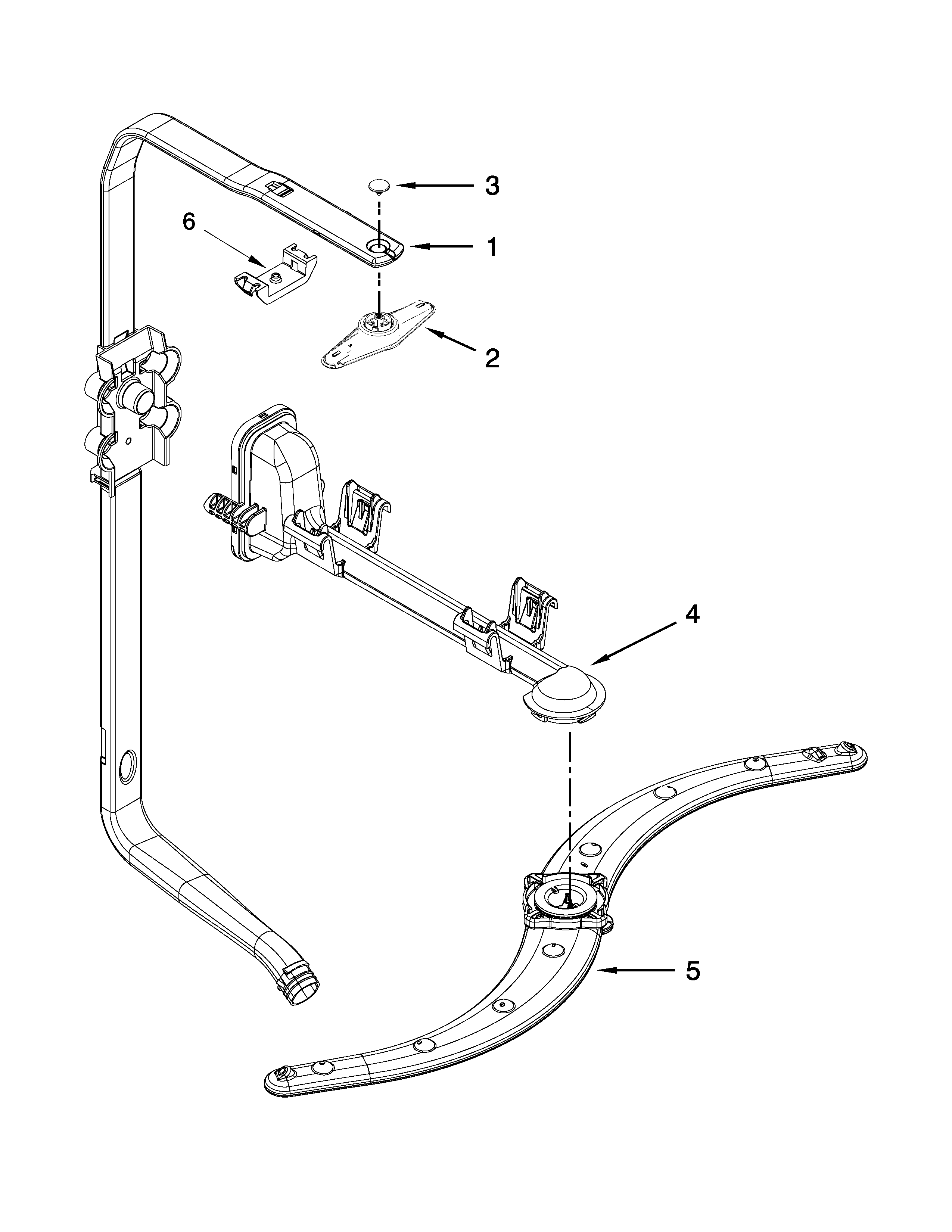 Kenmore 66513255K115 upper wash and rinse parts diagram