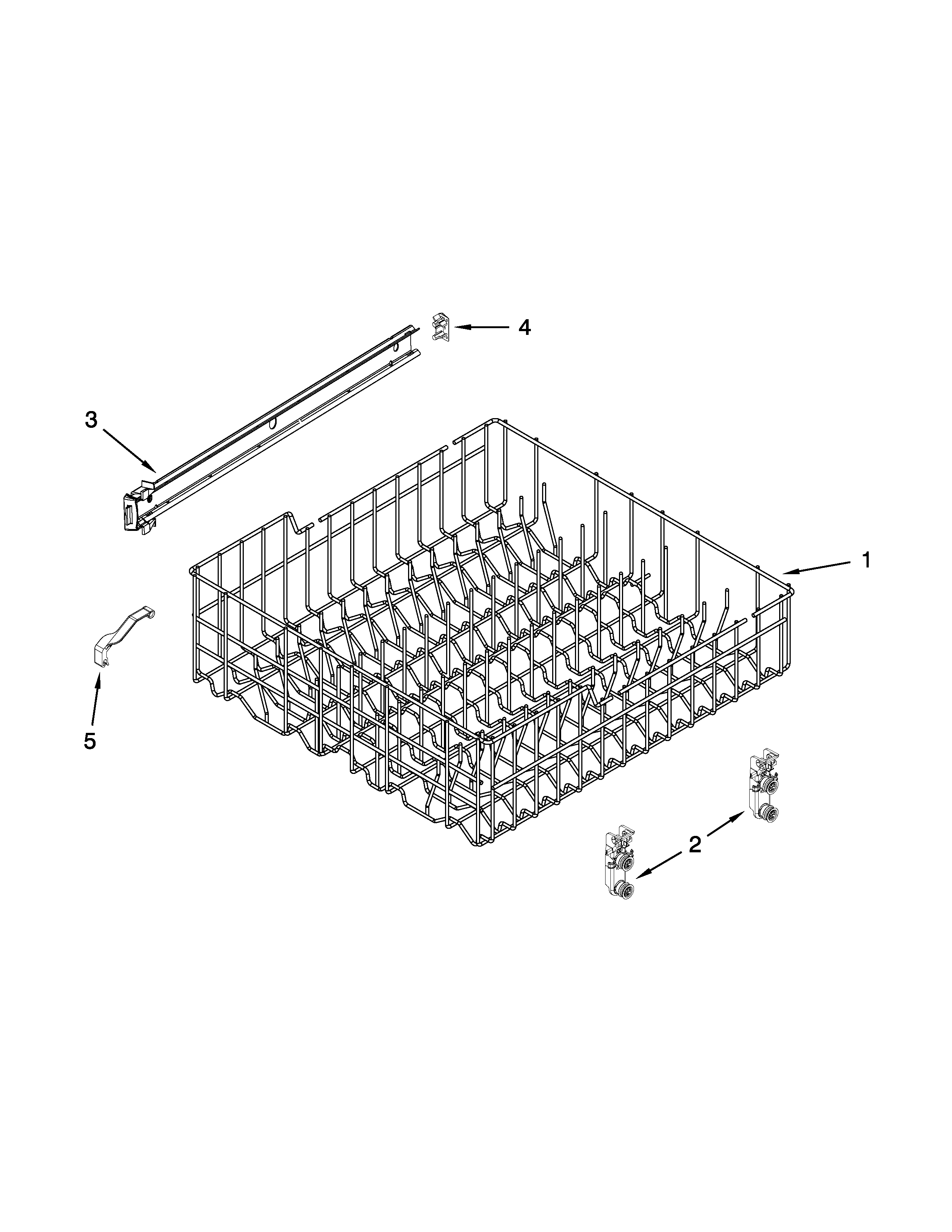 Kenmore 66513255K115 upper rack and track parts diagram