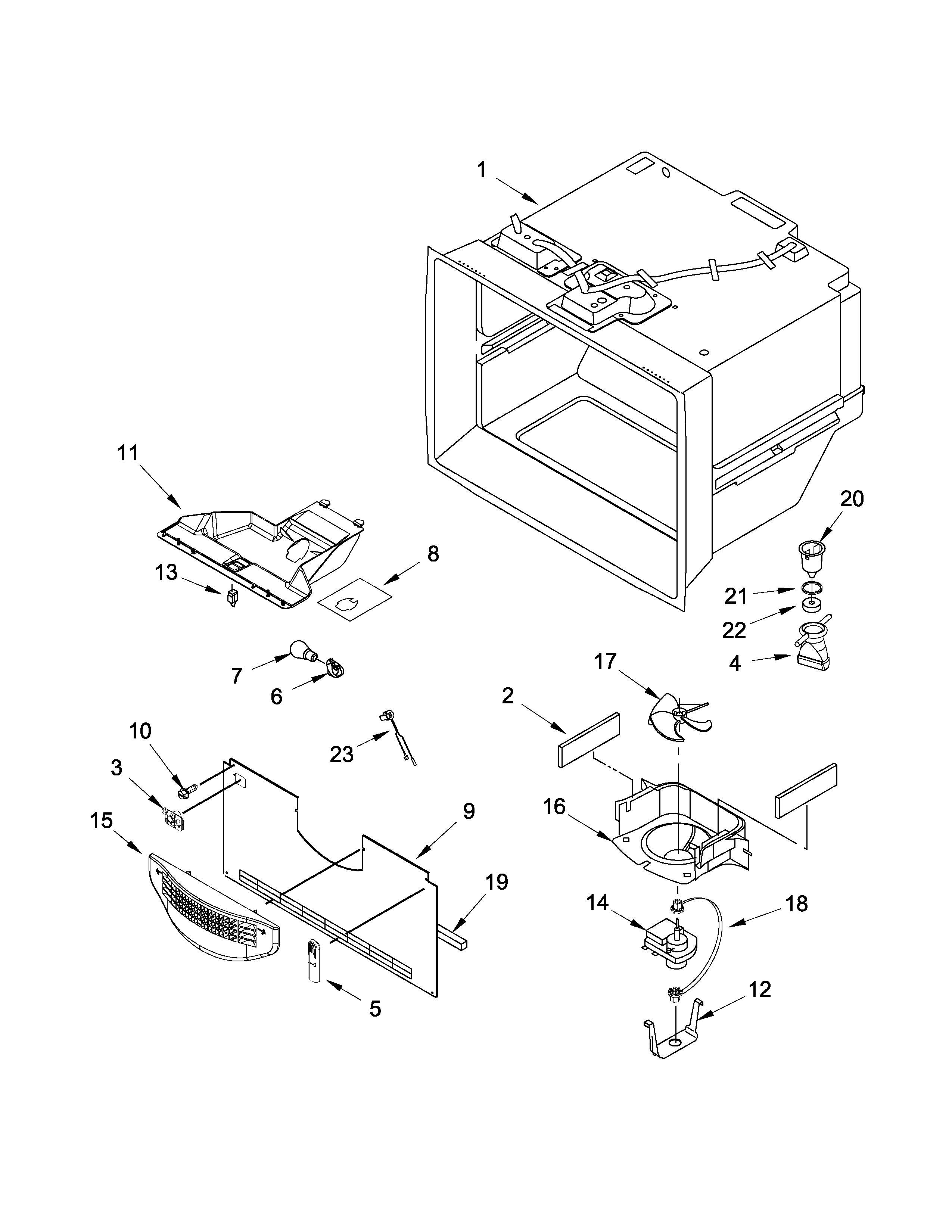 Kenmore 59669312010 freezer liner parts diagram