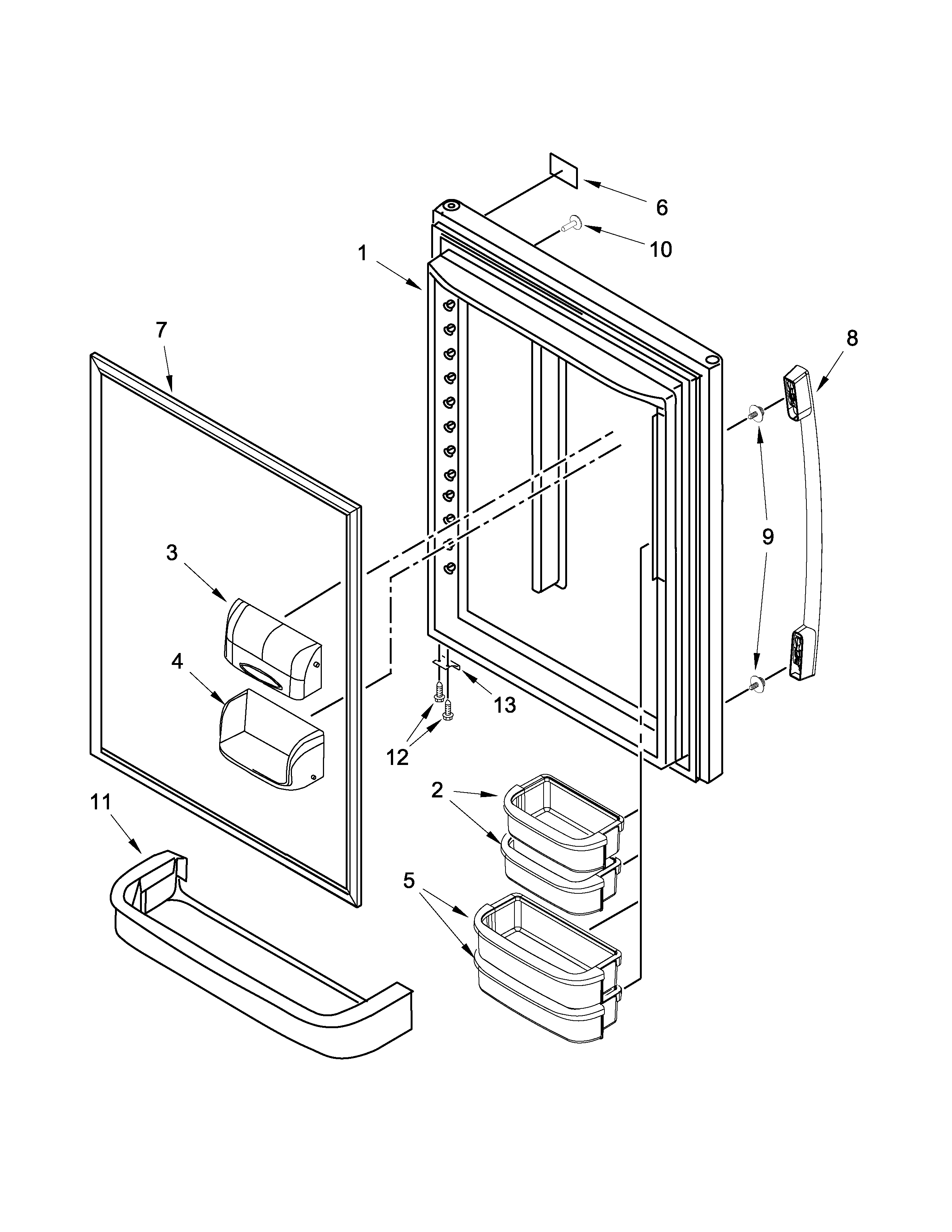 Kenmore 59669312010 refrigerator door parts diagram