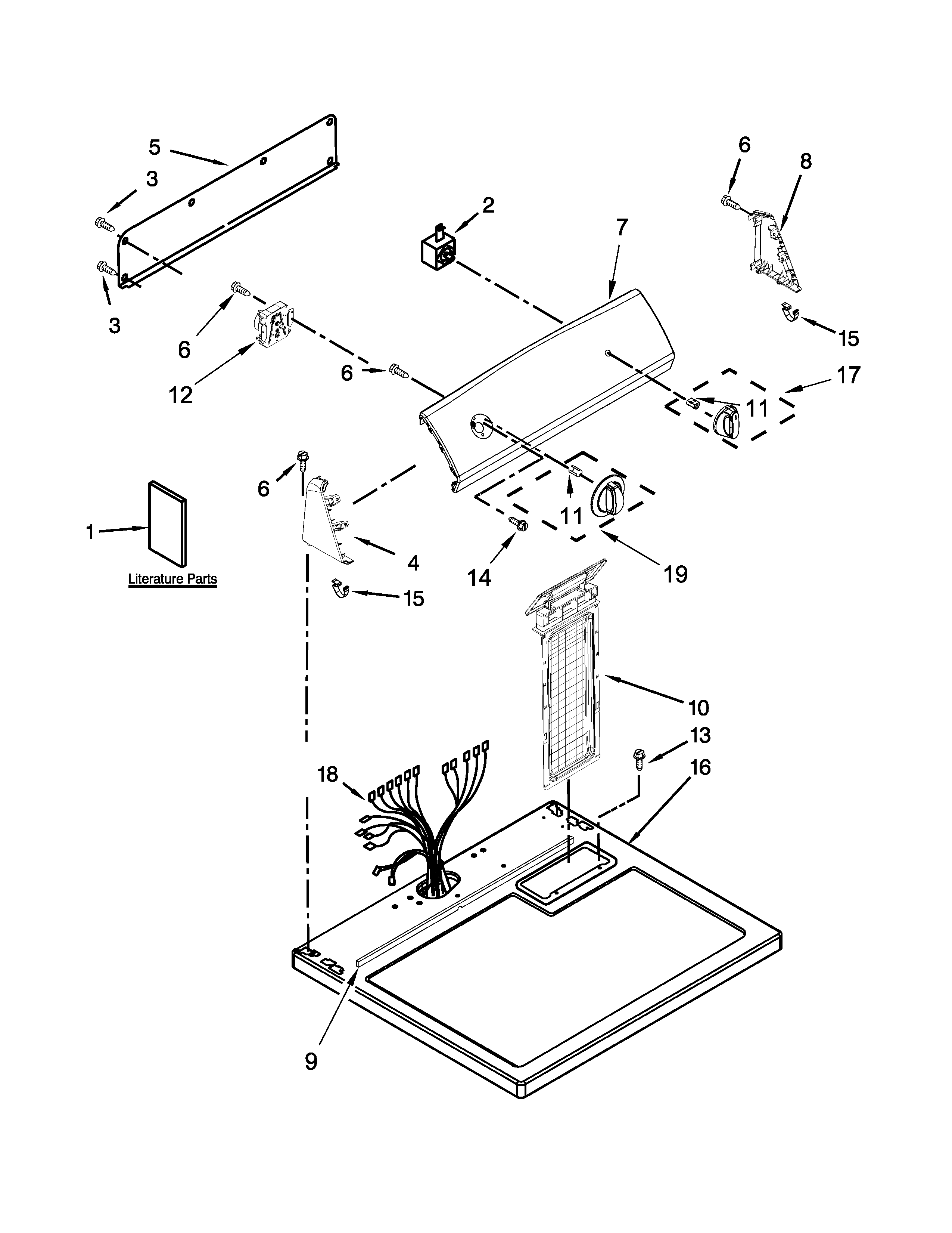 Kenmore 110C60112310 top and console parts diagram