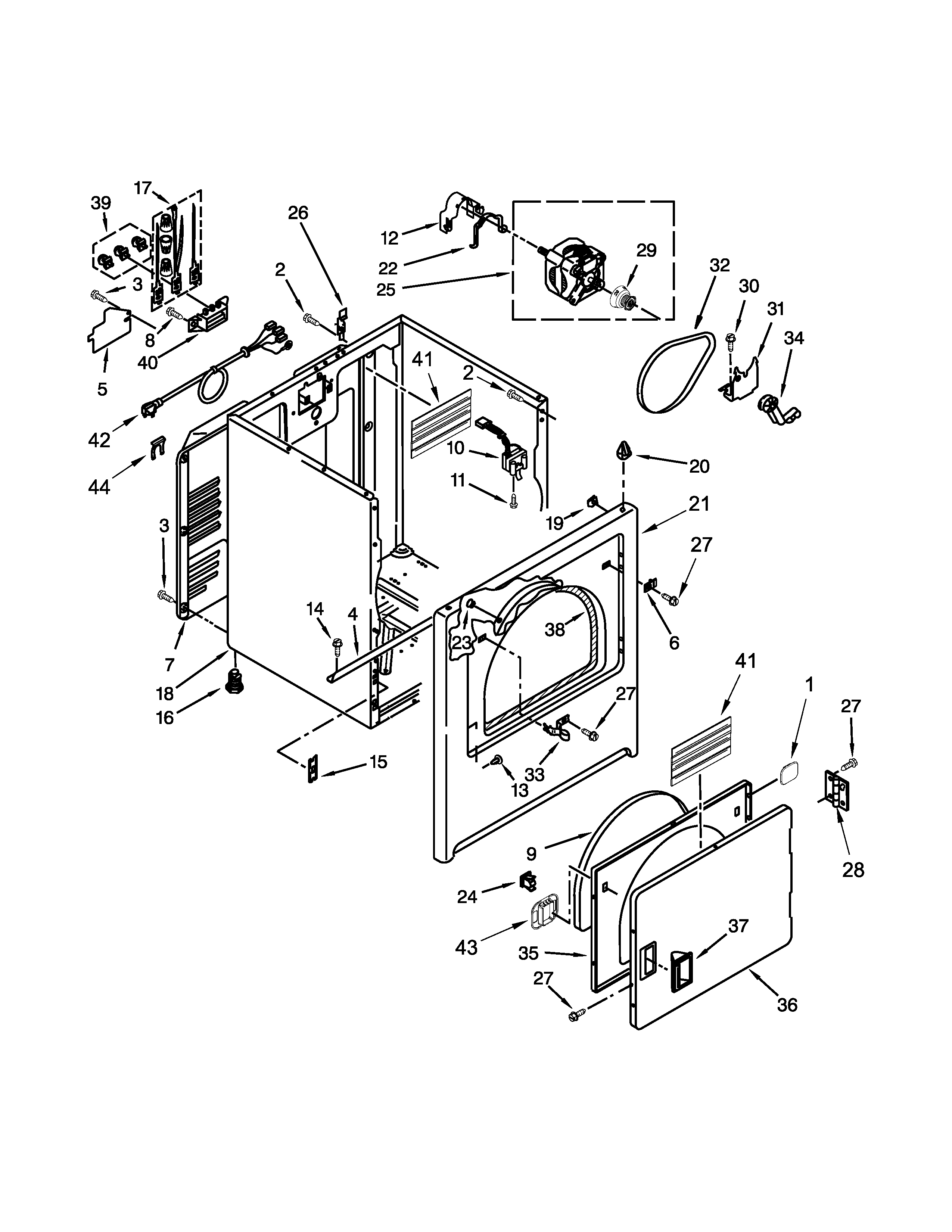 Kenmore 110C60112310 cabinet parts diagram
