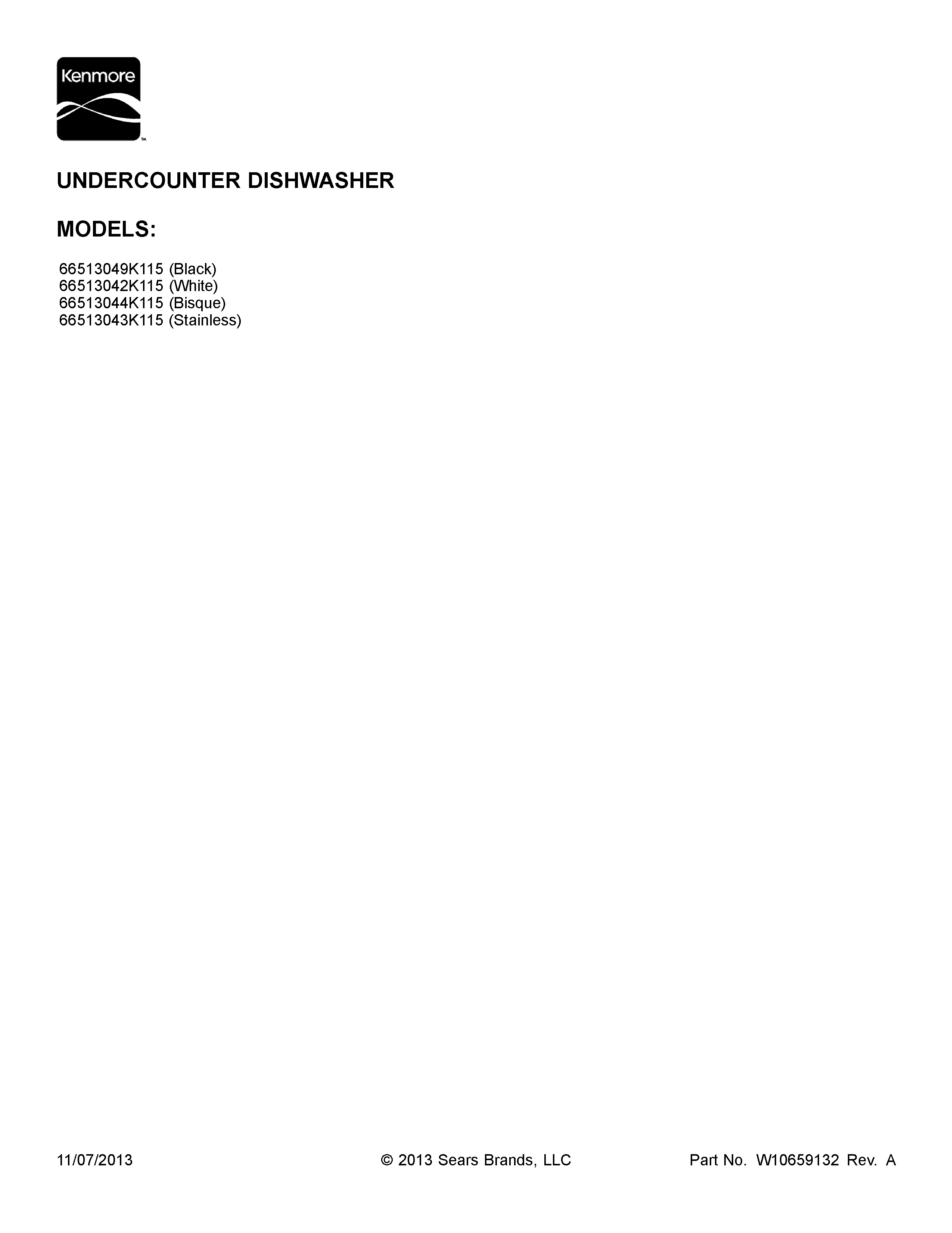 Kenmore 66513049K115 cover sheet diagram