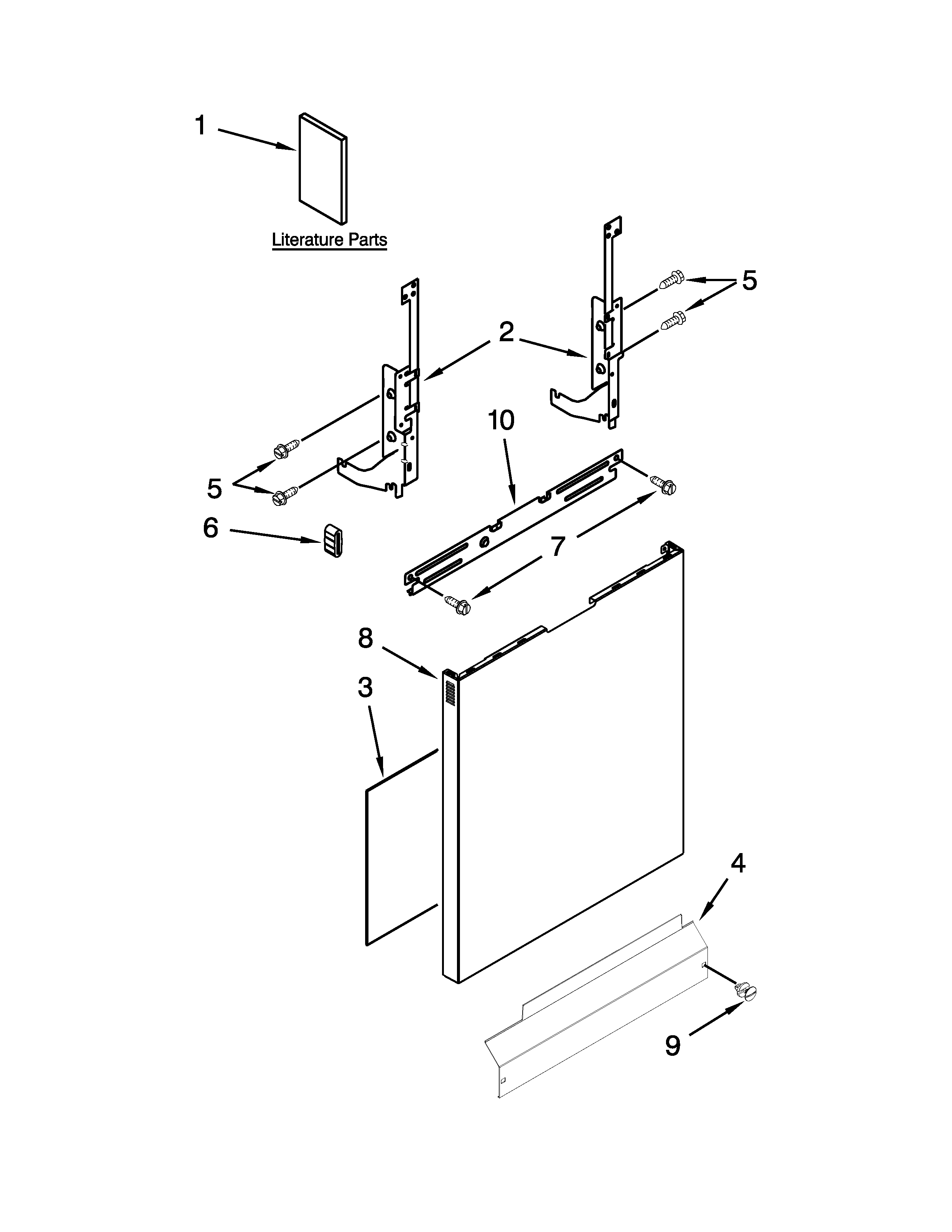 Kenmore 66513049K115 door and panel parts diagram