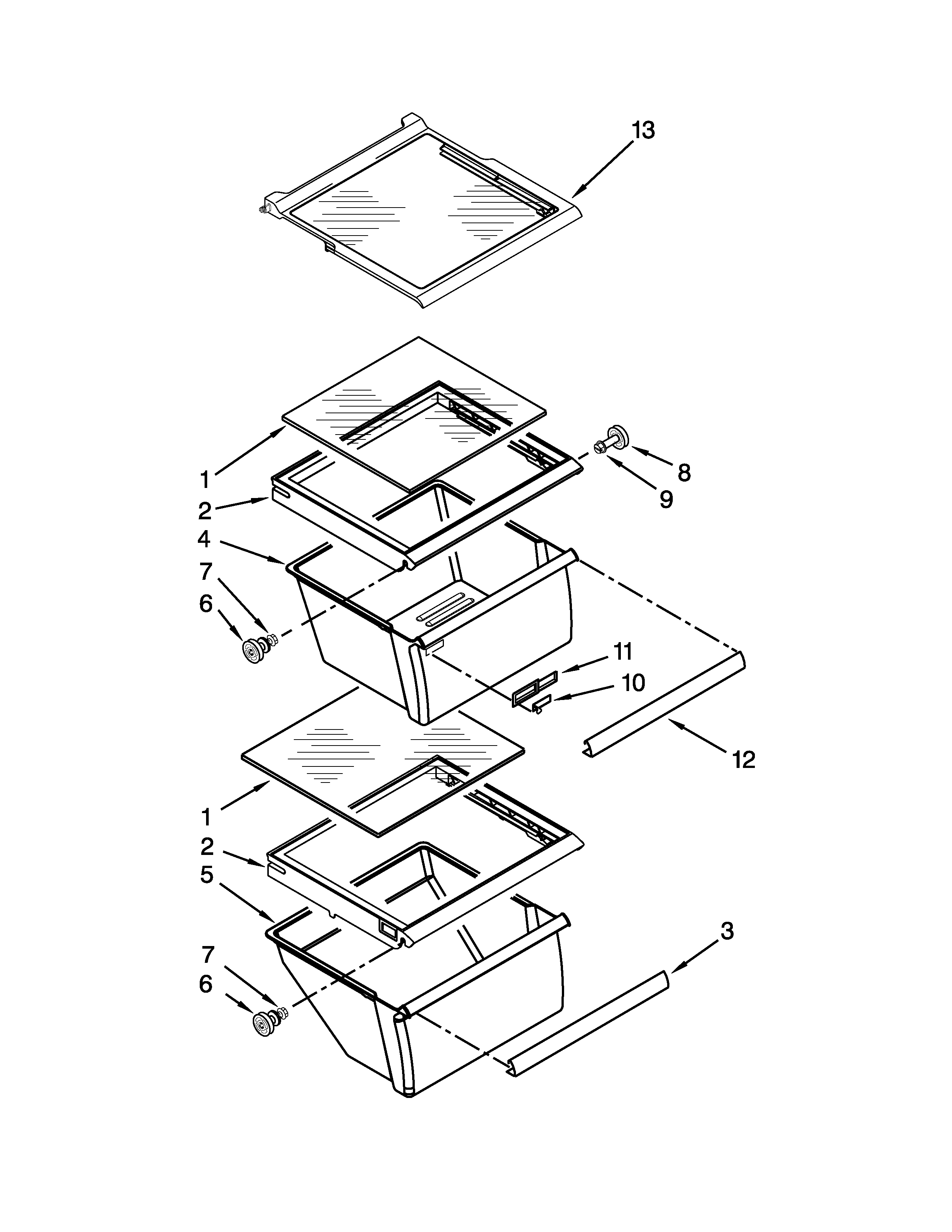 Kenmore 10650029211 refrigerator shelf parts diagram