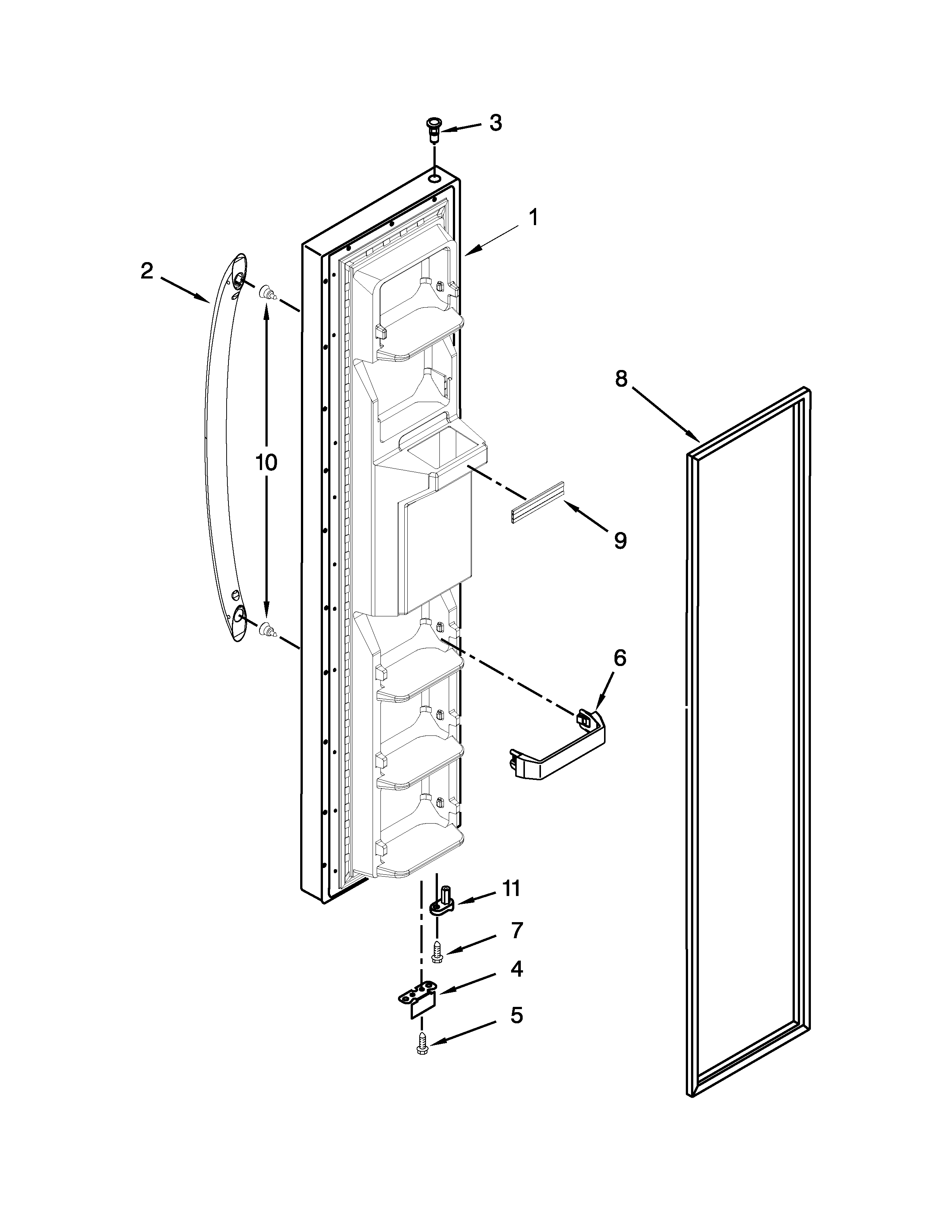 Kenmore 10650029211 freezer door parts diagram