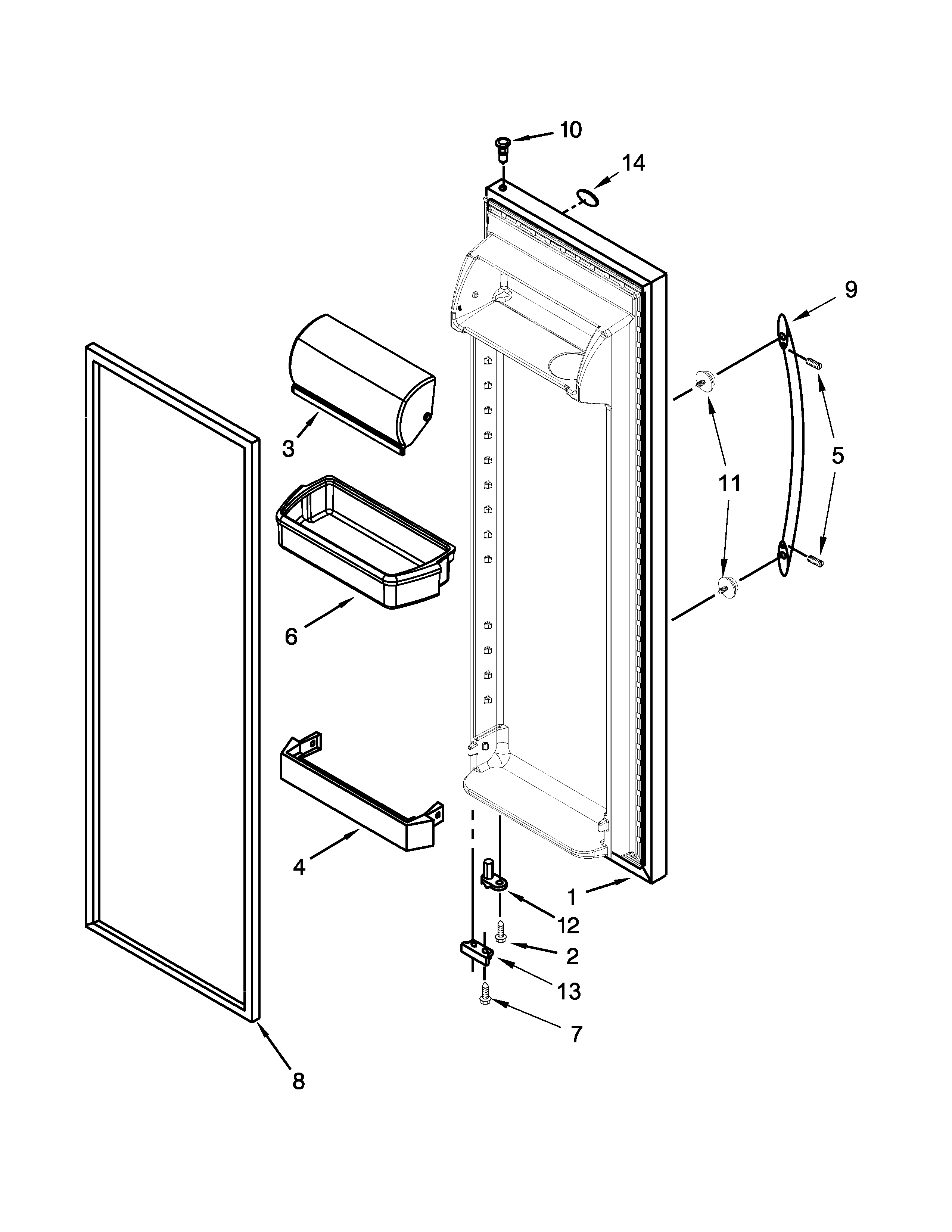 Kenmore 10641122211 refrigerator door parts diagram