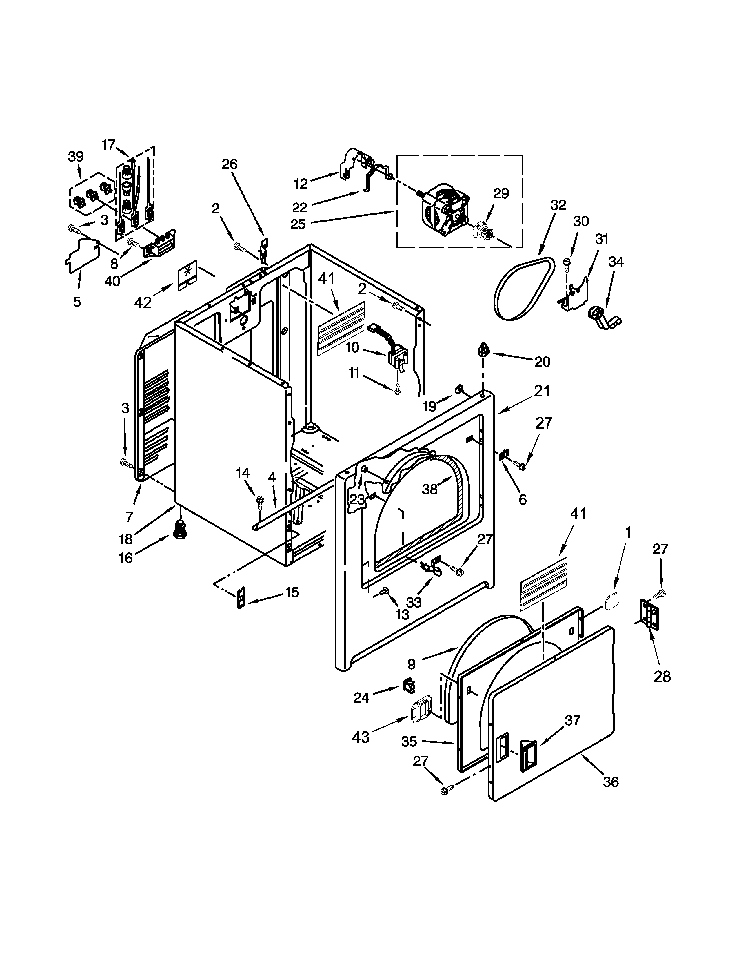 Kenmore 11062102311 cabinet parts diagram