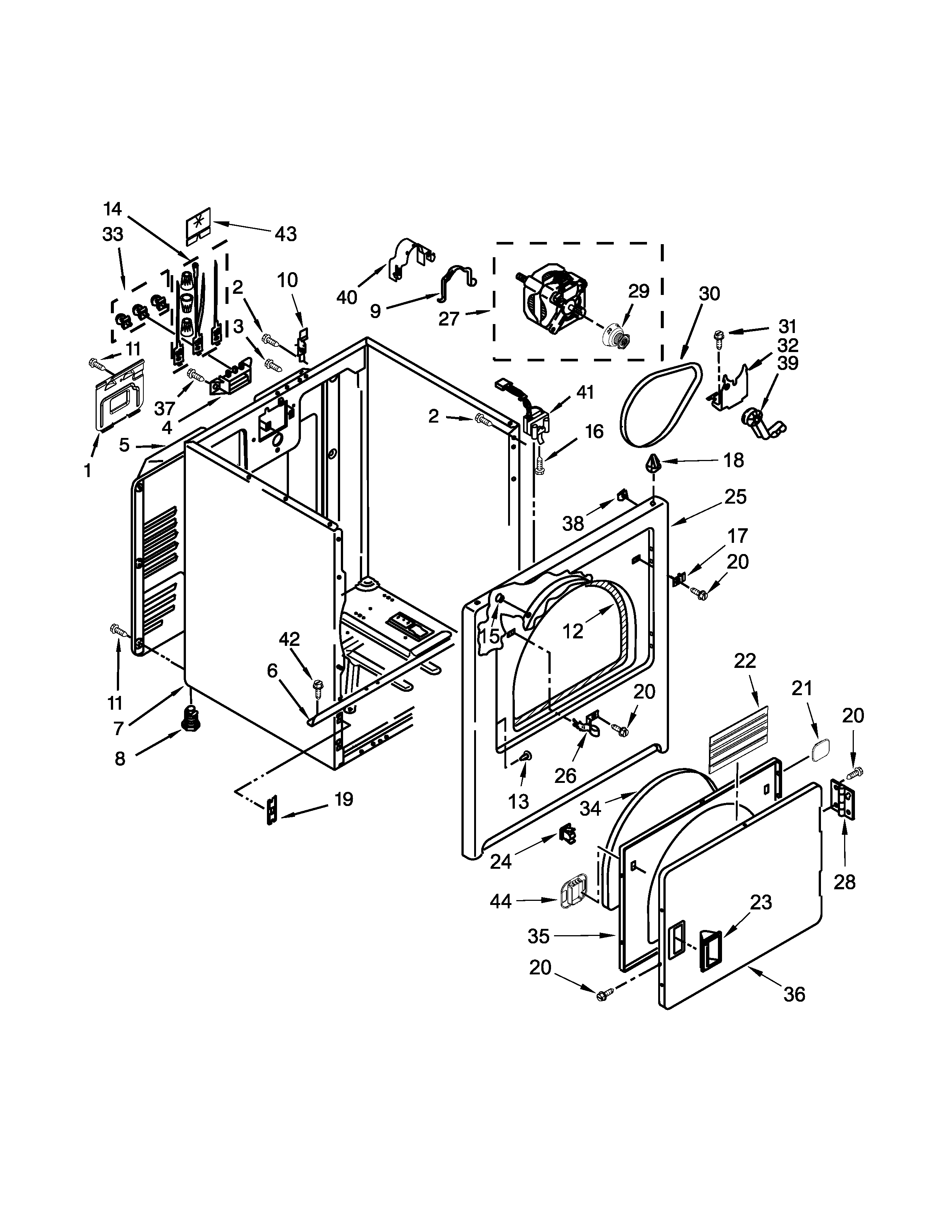 Kenmore 1106192311 cabinet parts diagram