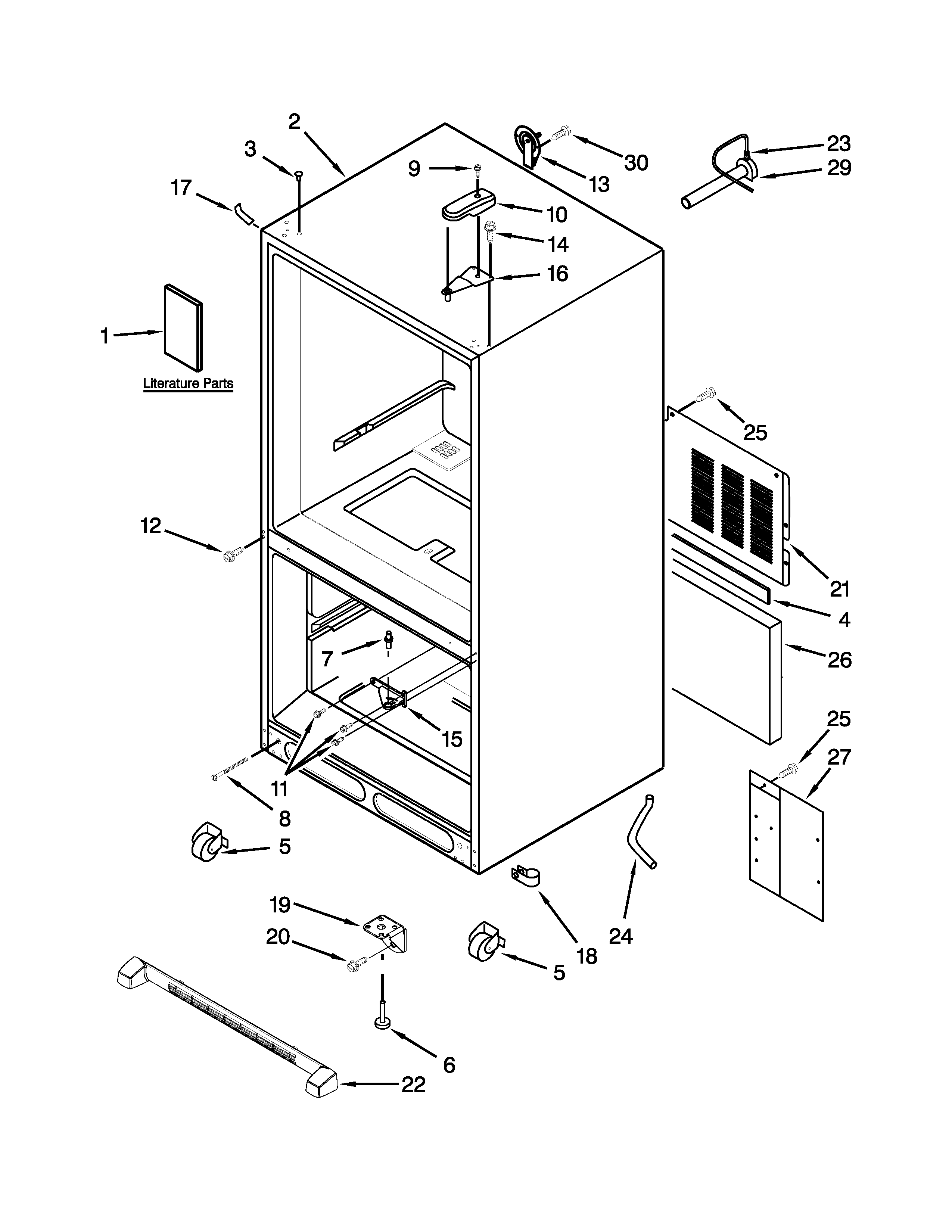 Kenmore Elite 59676263701 cabinet parts diagram