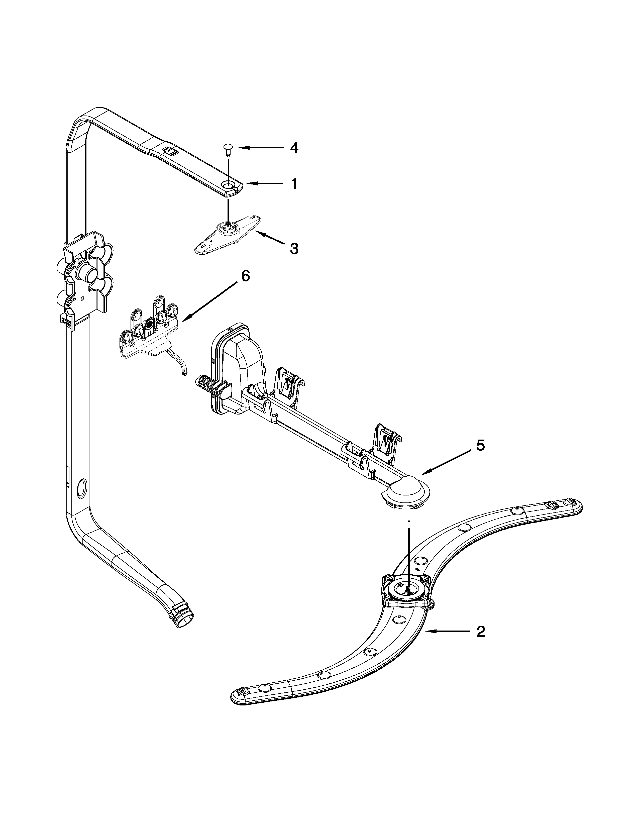 Kenmore 66513043K116 upper wash and rinse parts diagram
