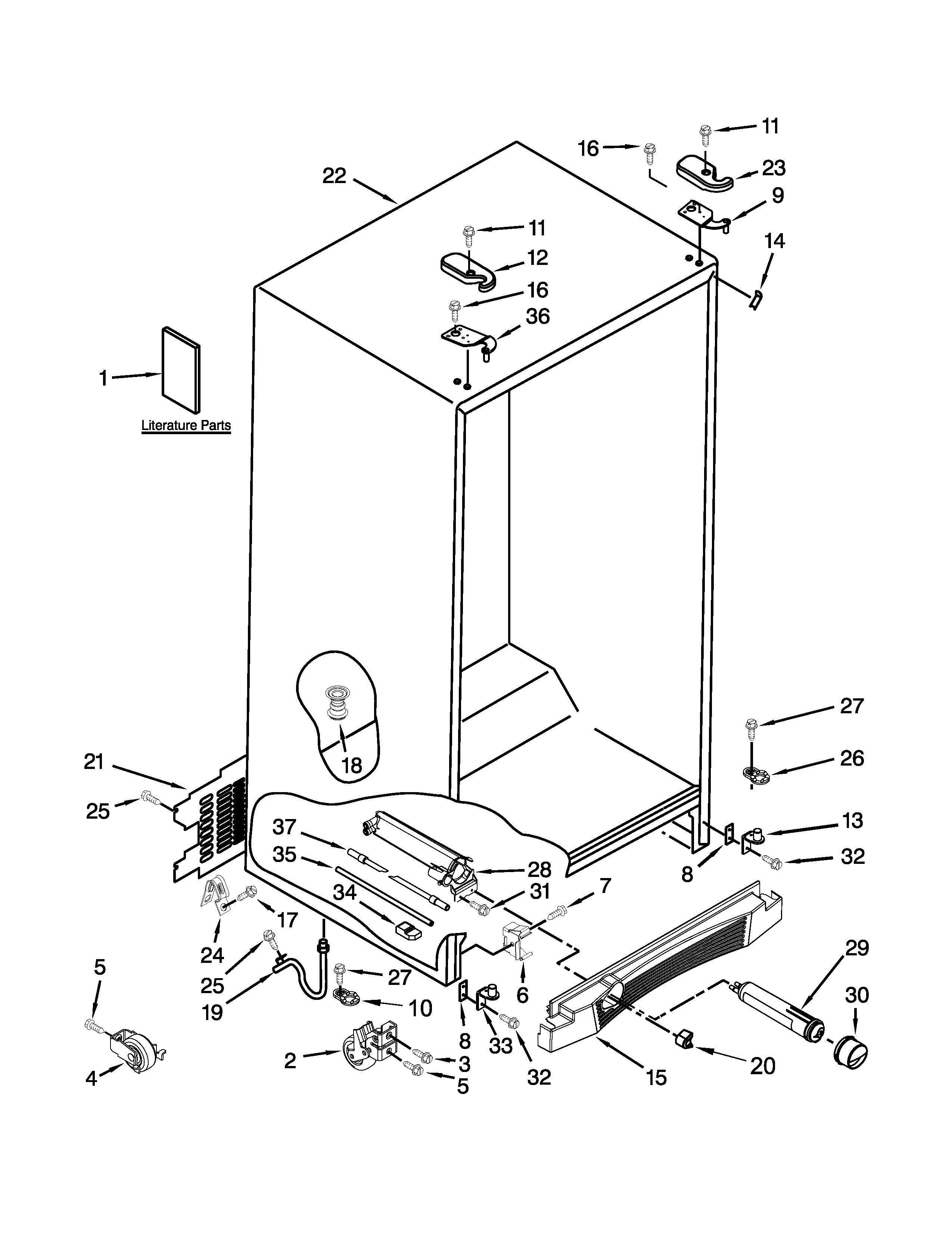 Kenmore Elite 10654786801 cabinet parts diagram