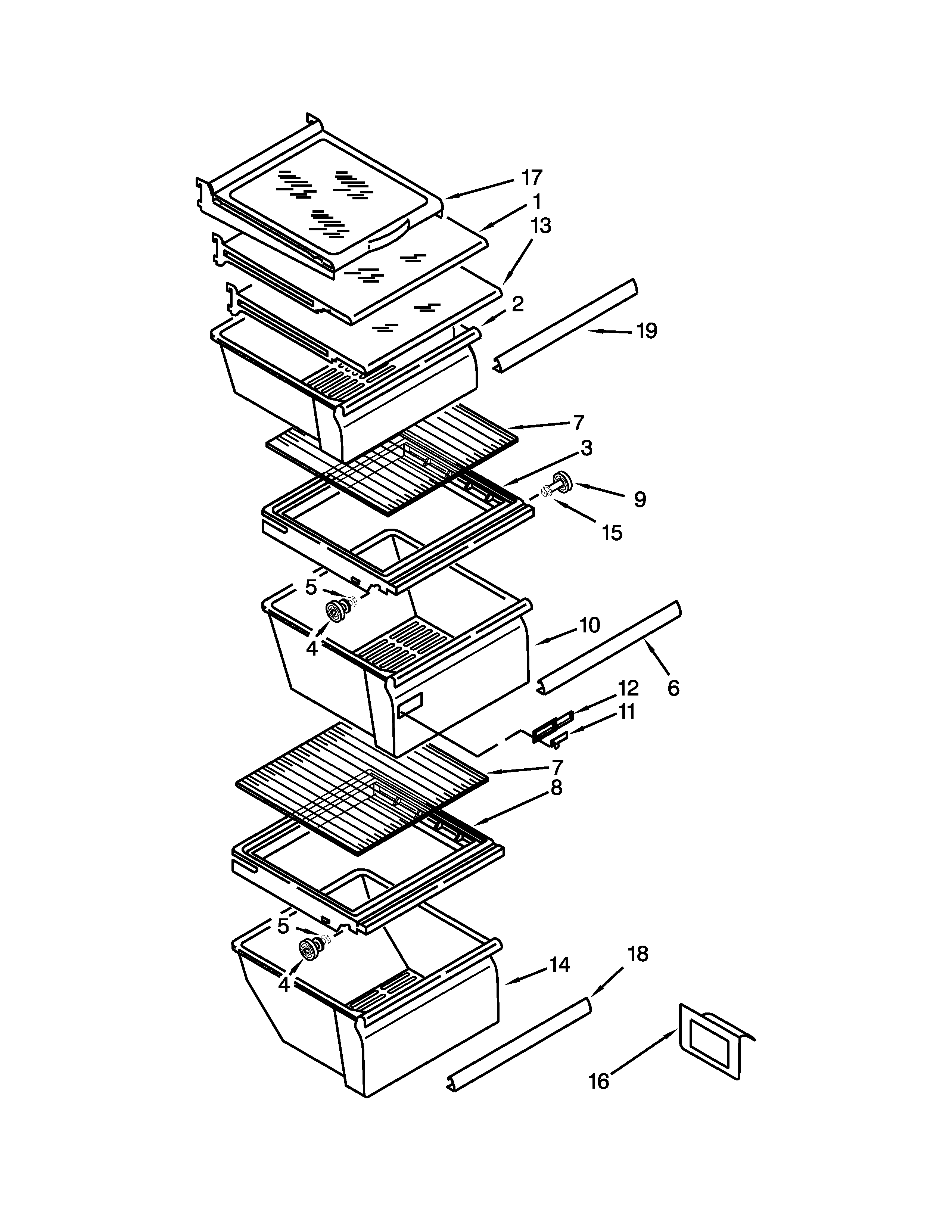 Kenmore Elite 10654786801 refrigerator shelf parts diagram