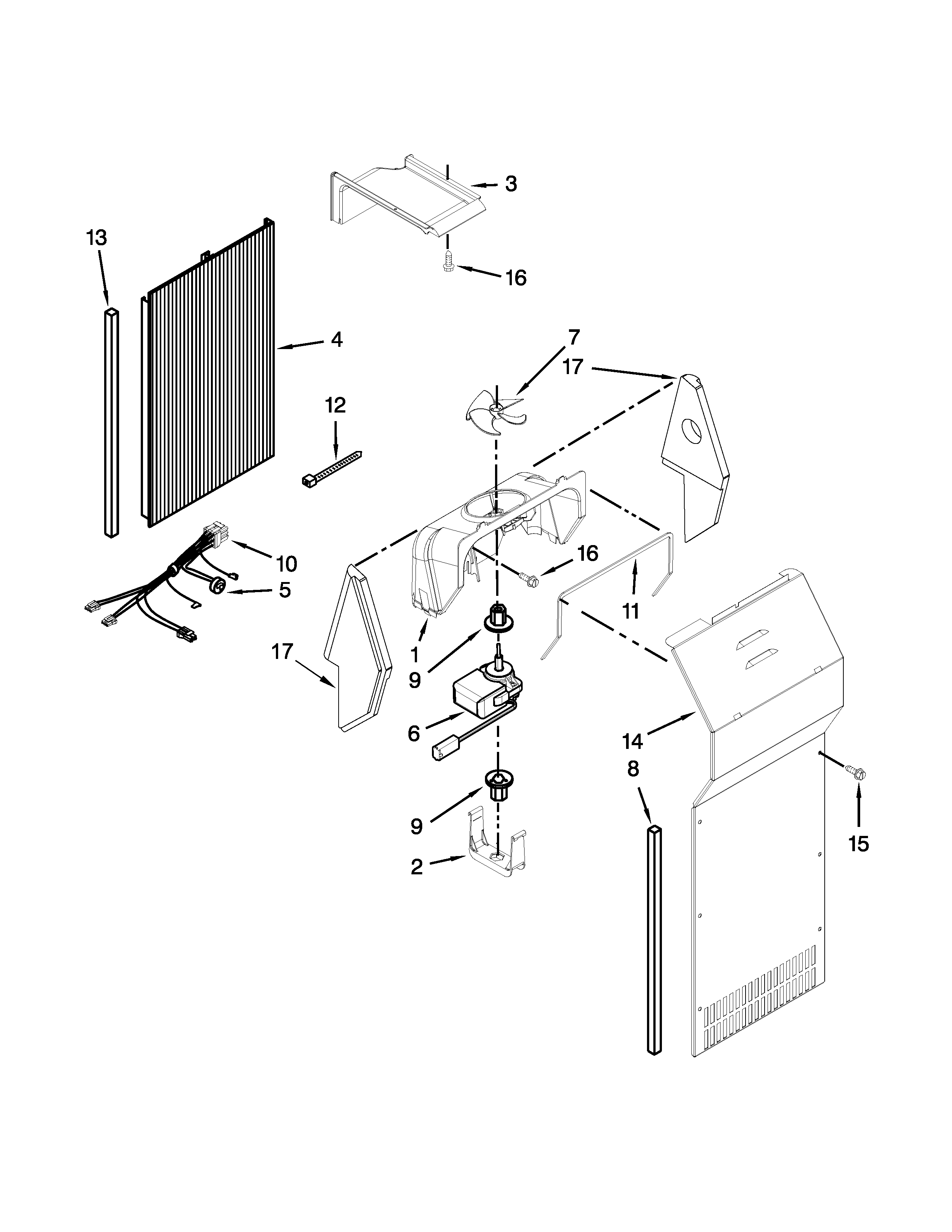 Kenmore Elite 10654786801 air flow parts diagram