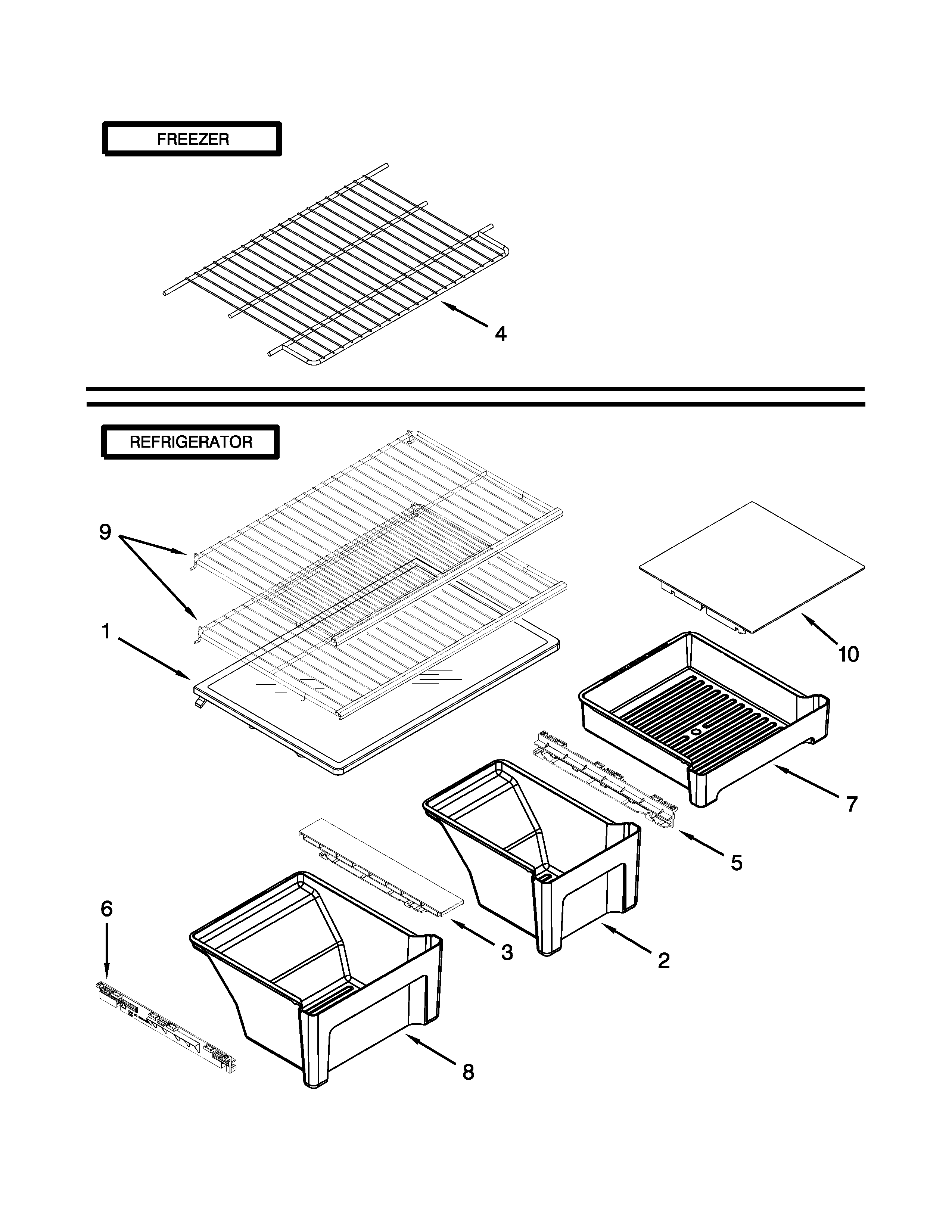 Kenmore 10661102110 shelf parts diagram