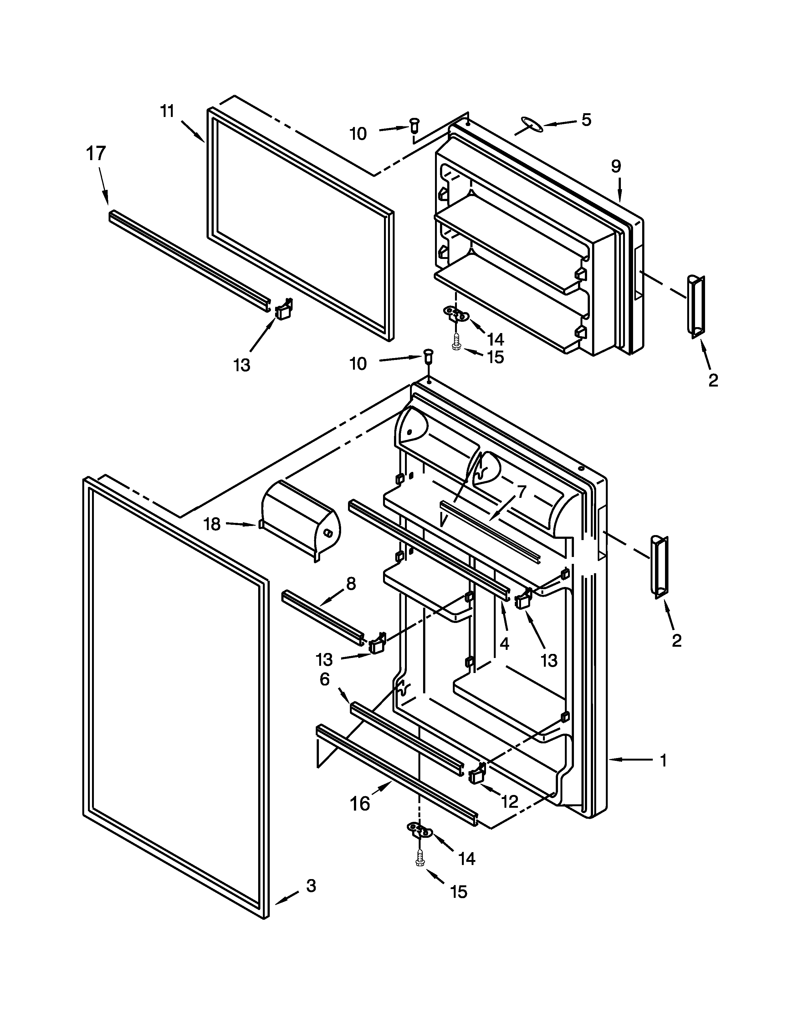Kenmore 10661102110 door parts diagram