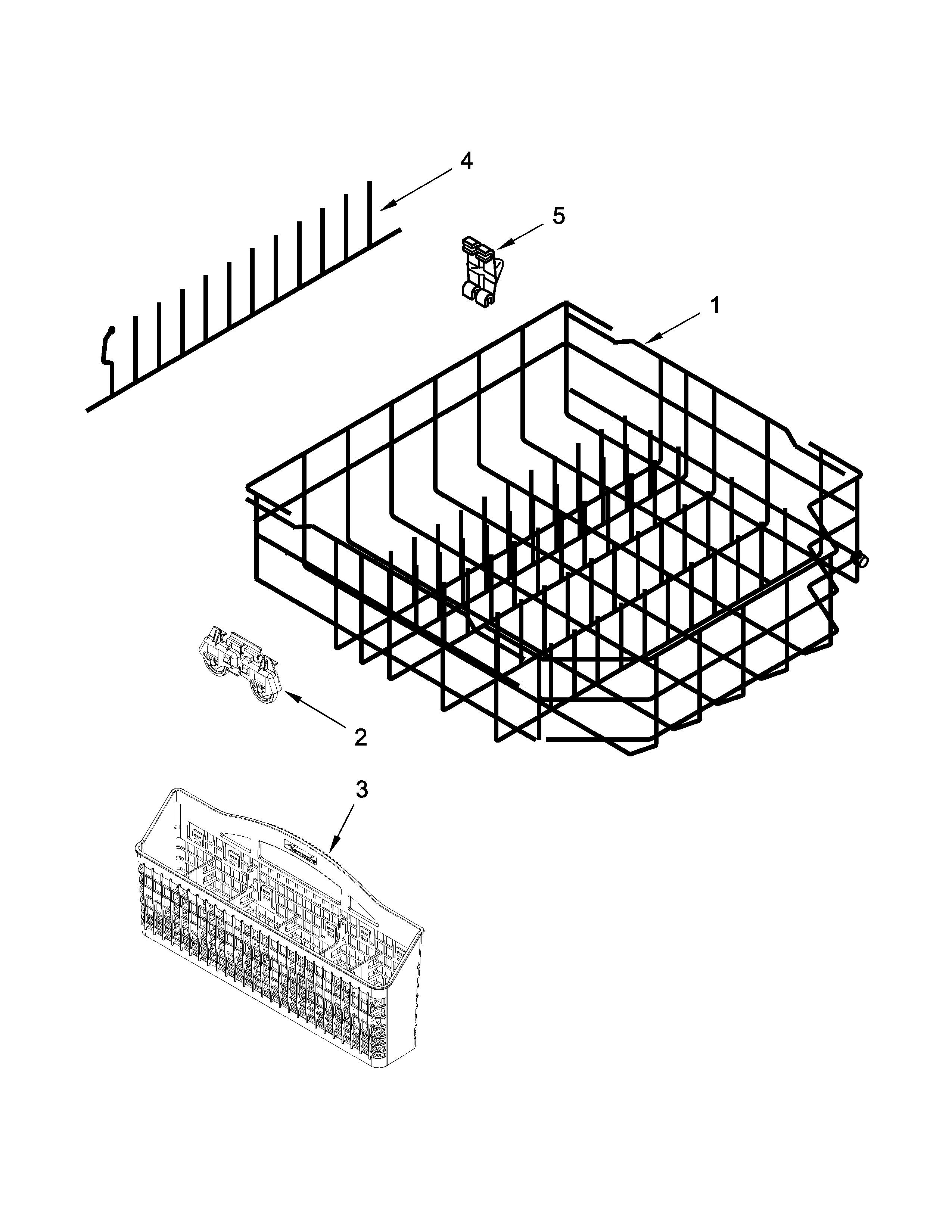 Kenmore 66513282K118 lower rack parts diagram