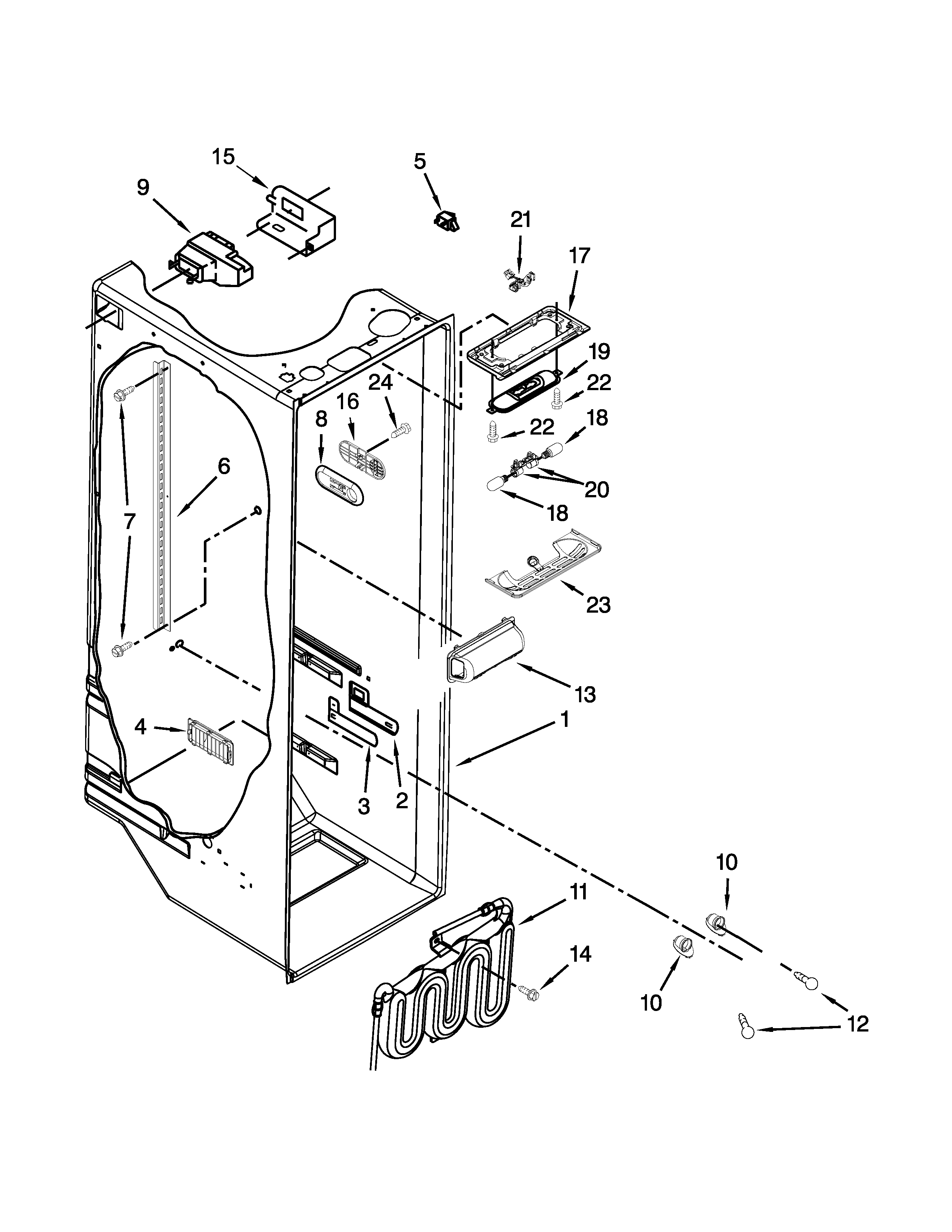 Kenmore Elite 10658706801 refrigerator liner parts diagram