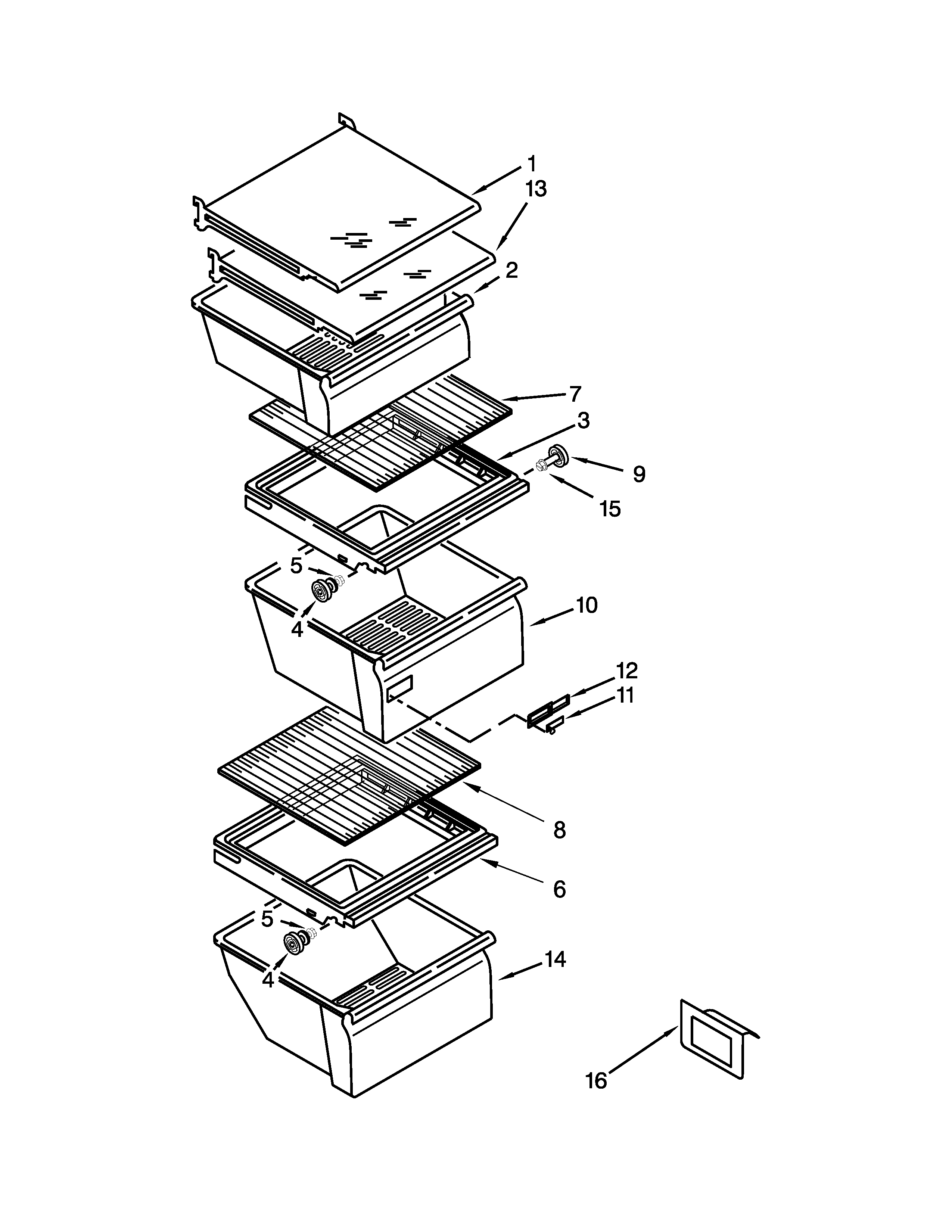 Kenmore Elite 10658706801 refrigerator shelf parts diagram