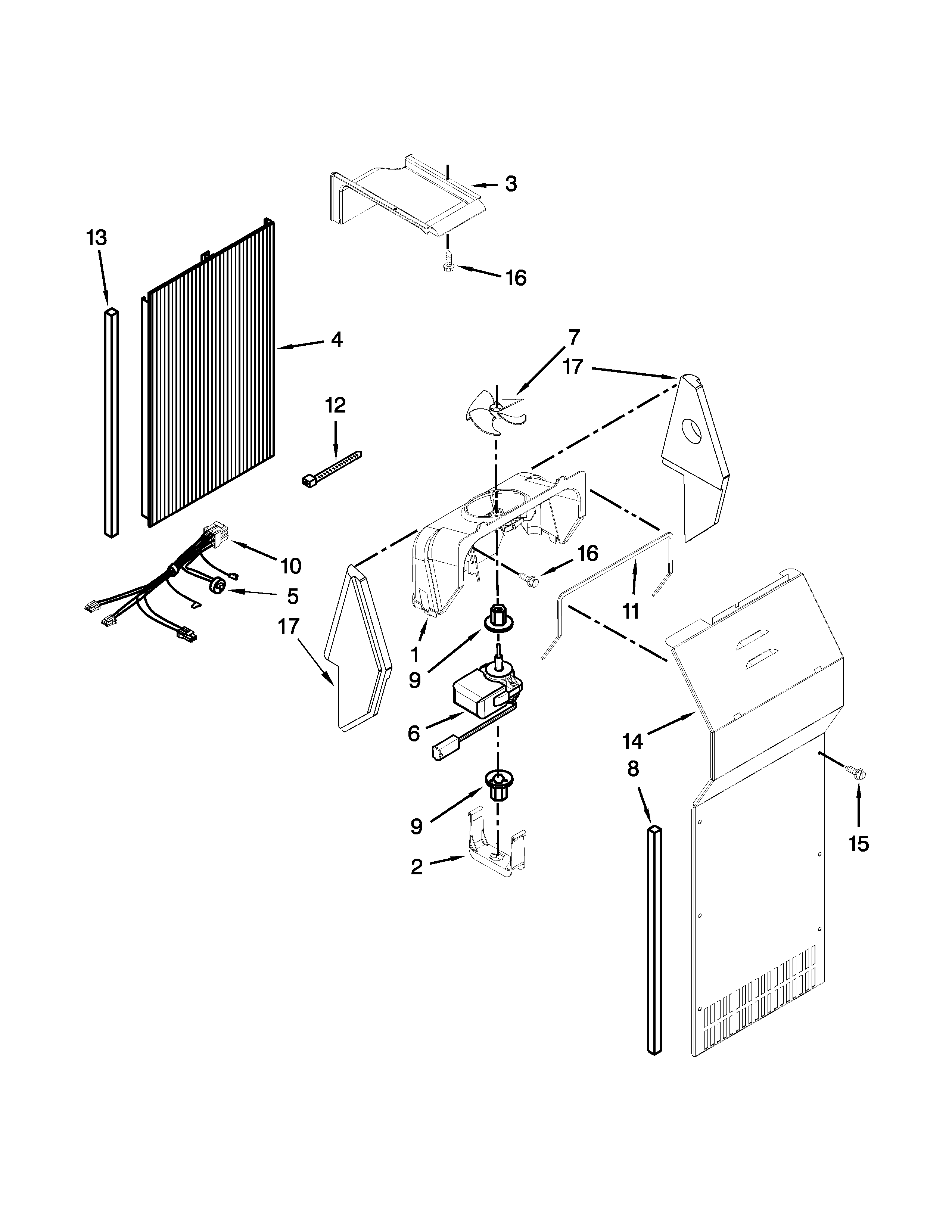 Kenmore Elite 10658706801 air flow parts diagram