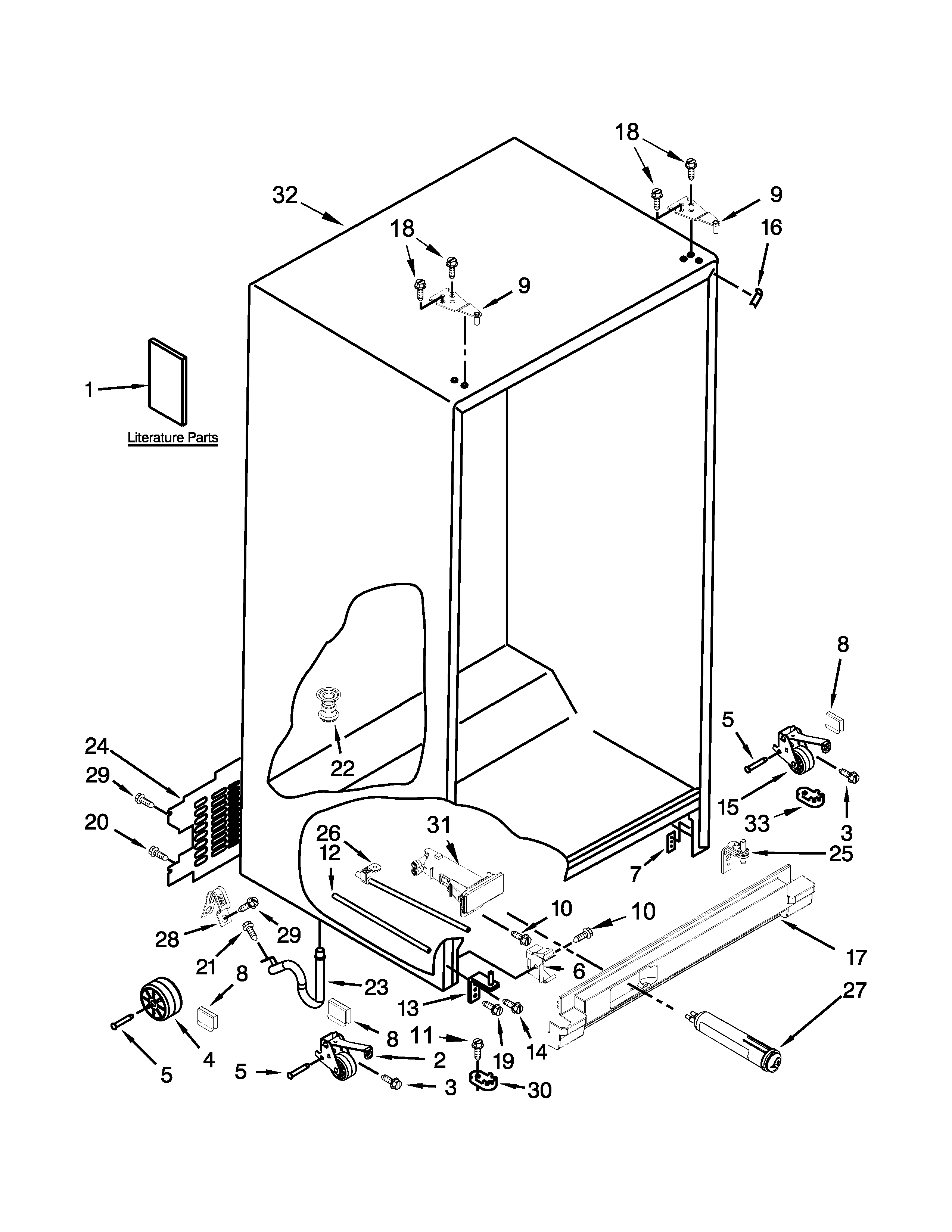 Kenmore 10651792410 cabinet parts diagram
