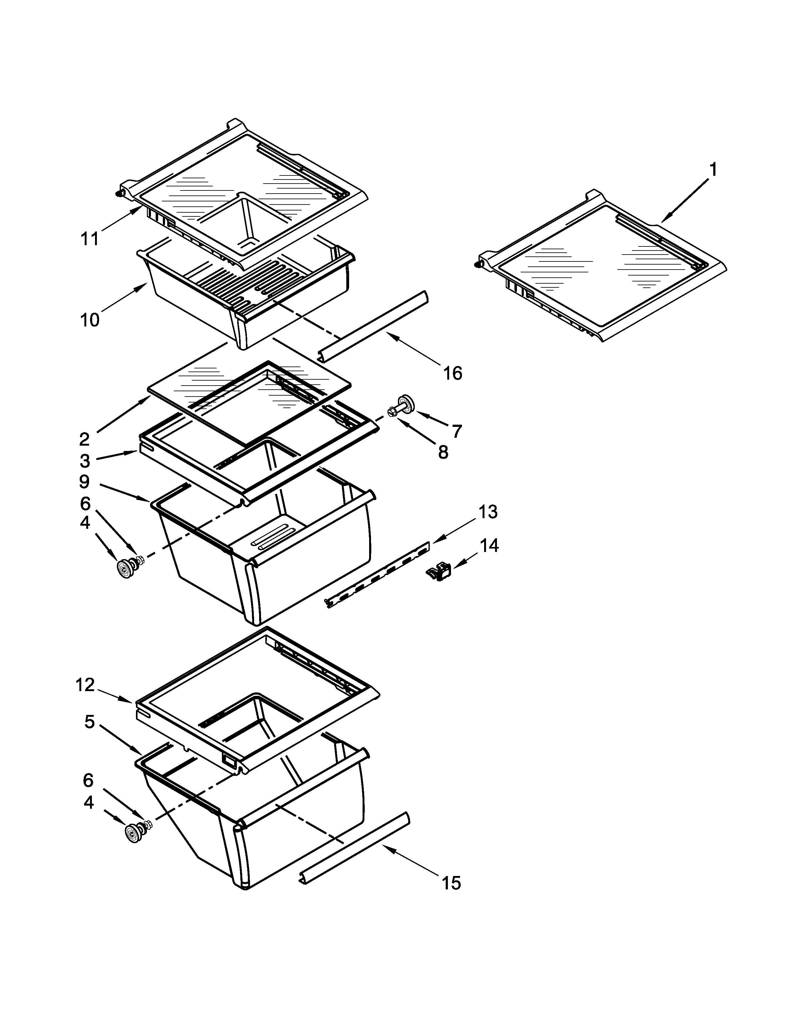 Kenmore 10651792410 refrigerator shelf parts diagram