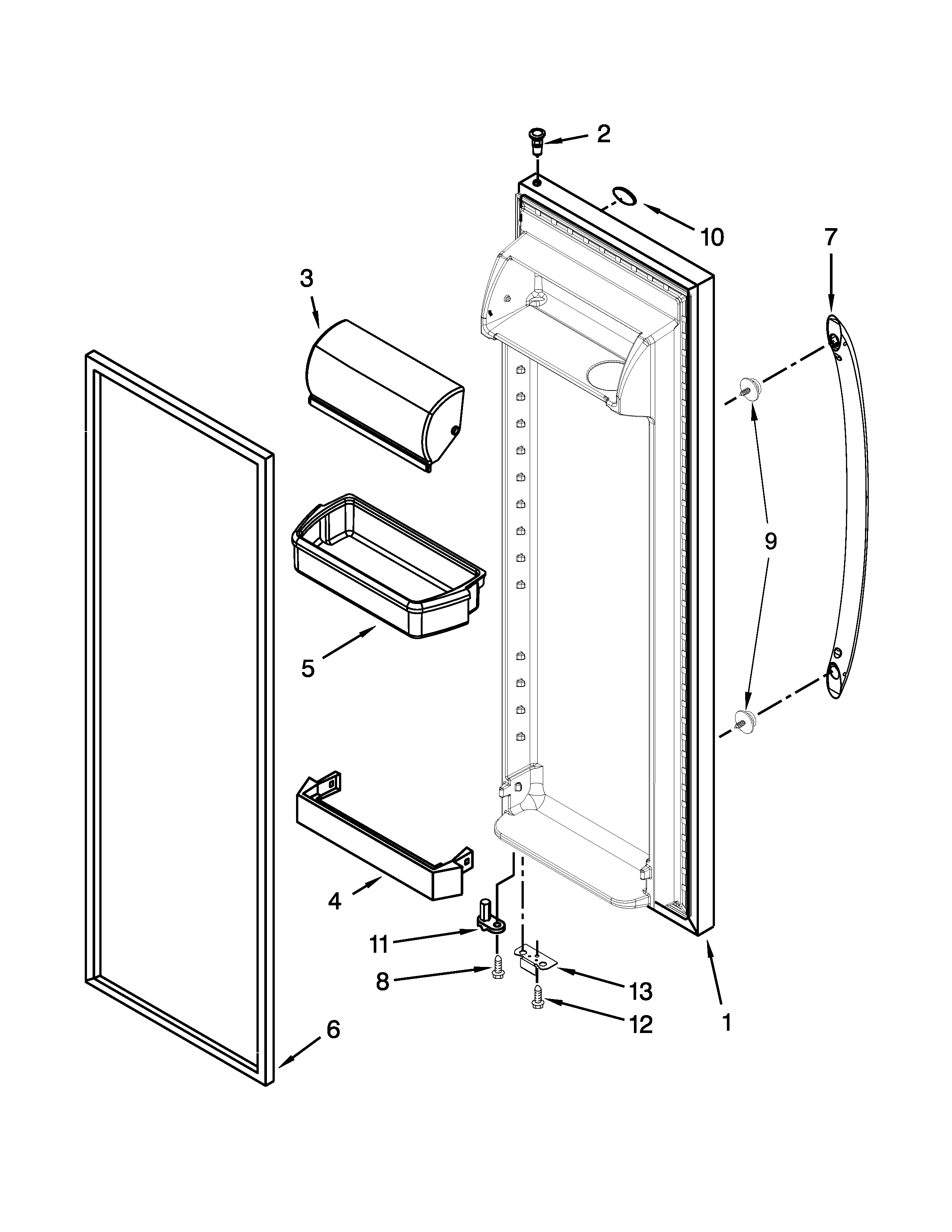 Kenmore 10651792410 refrigerator door parts diagram