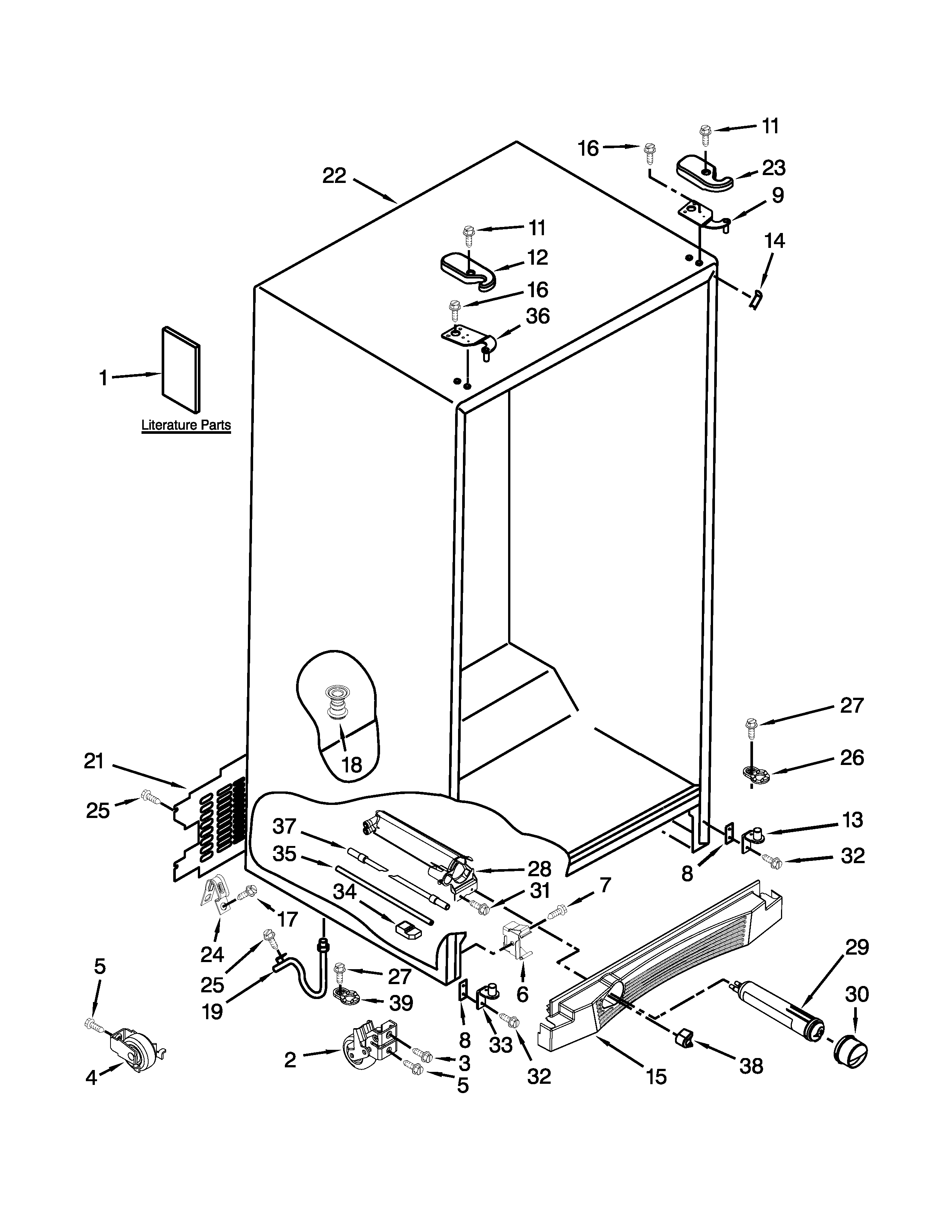 Kenmore Elite 10658714800 cabinet parts diagram