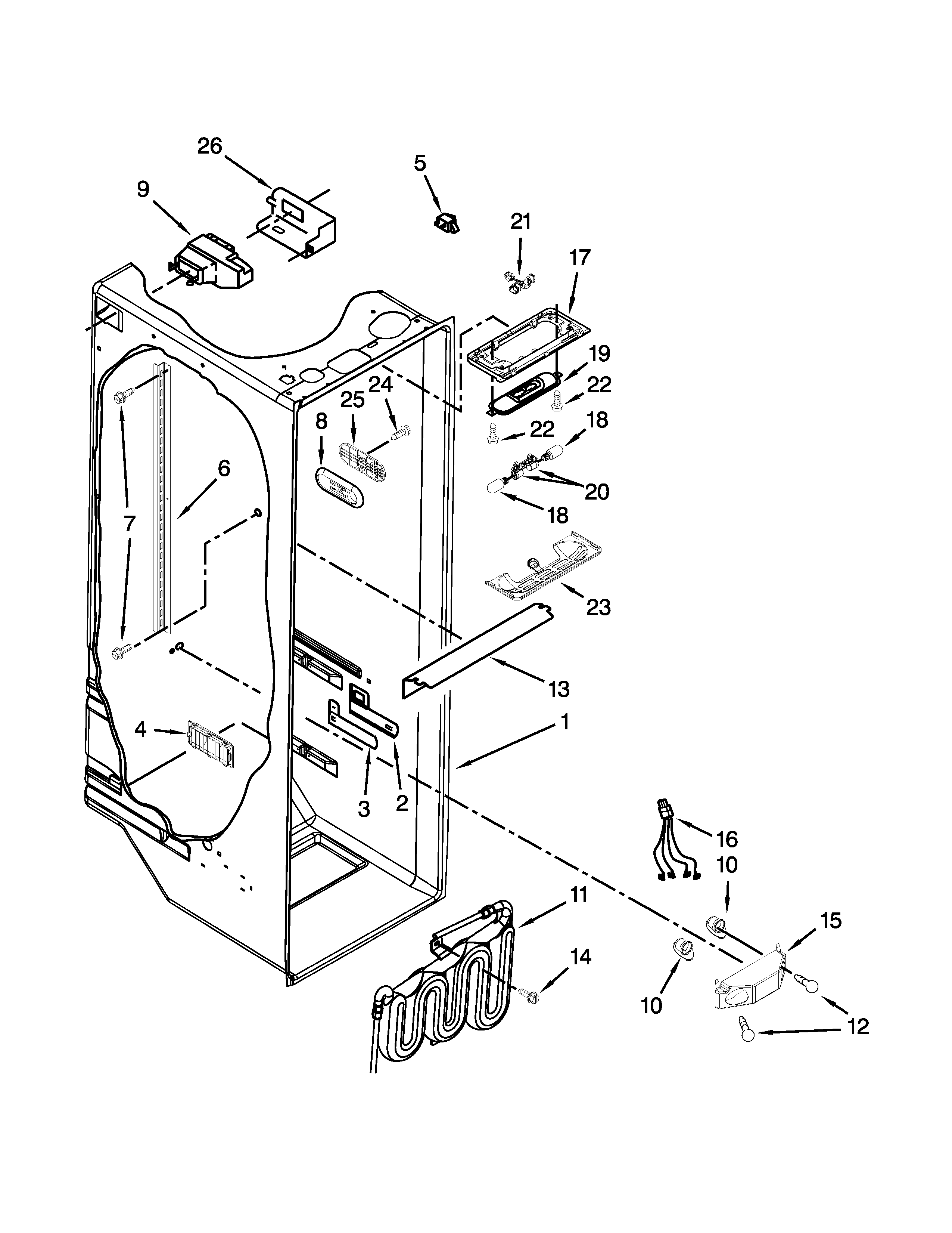 Kenmore Elite 10658714800 refrigerator liner parts diagram