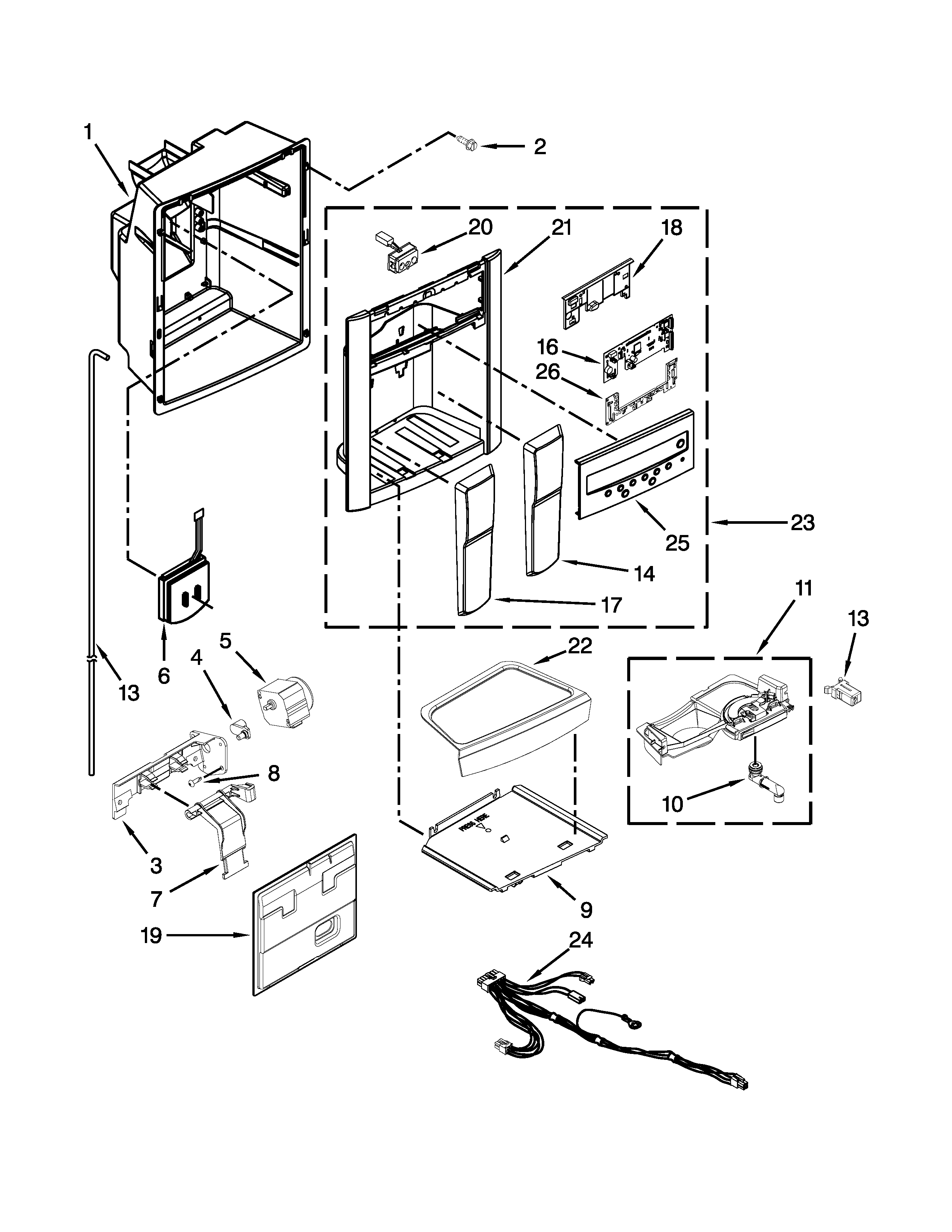 Kenmore Elite 10658714800 dispenser parts diagram