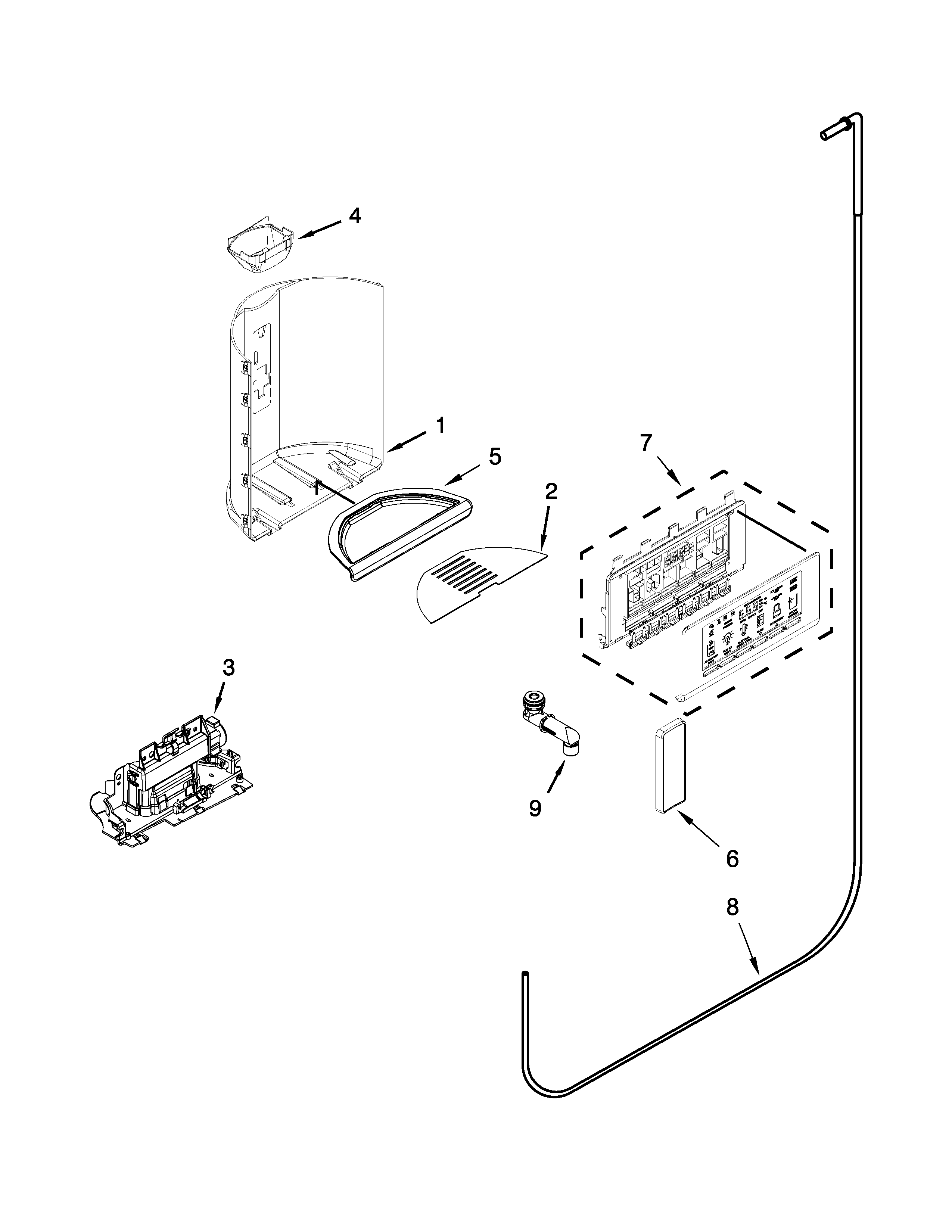 Kenmore Elite 10651153110 dispenser parts diagram